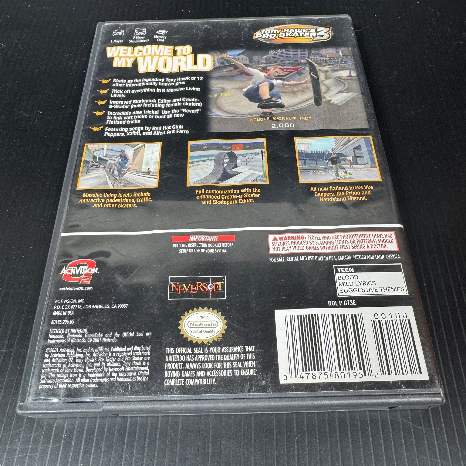 Tony Hawk's Pro Skater 3 Nintendo GameCube Complete CIB Video Game Multiplayer