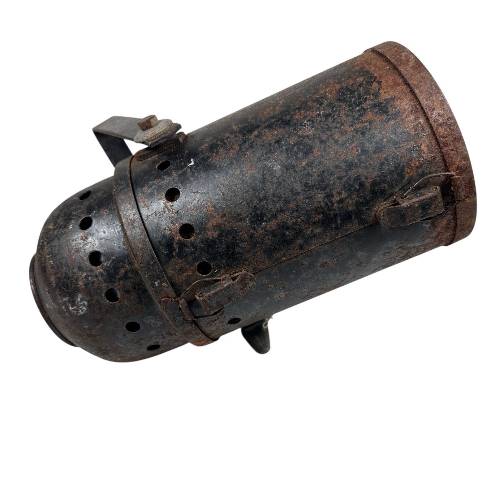 Vintage Stage Light Can Heavy Petina With GE Stage Light Bulb AS IS Antique