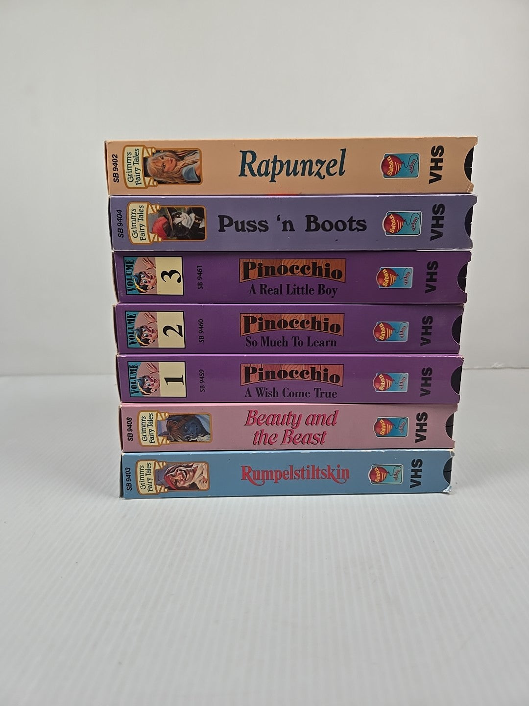 Lot Of 7 Grimms Fairy Tales Saban VHS Continuing Adventures Of Pinocchio & More