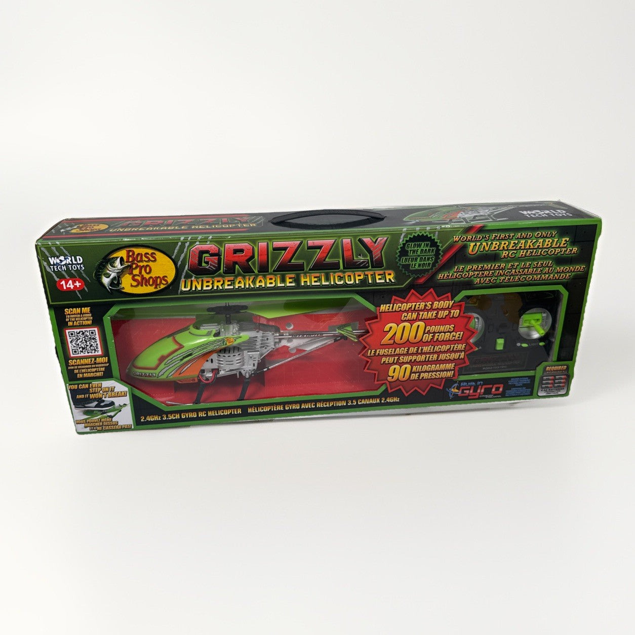 Grizzly Remote Control Unbreakable Helicopter World Tech Toys Glow In The Dark