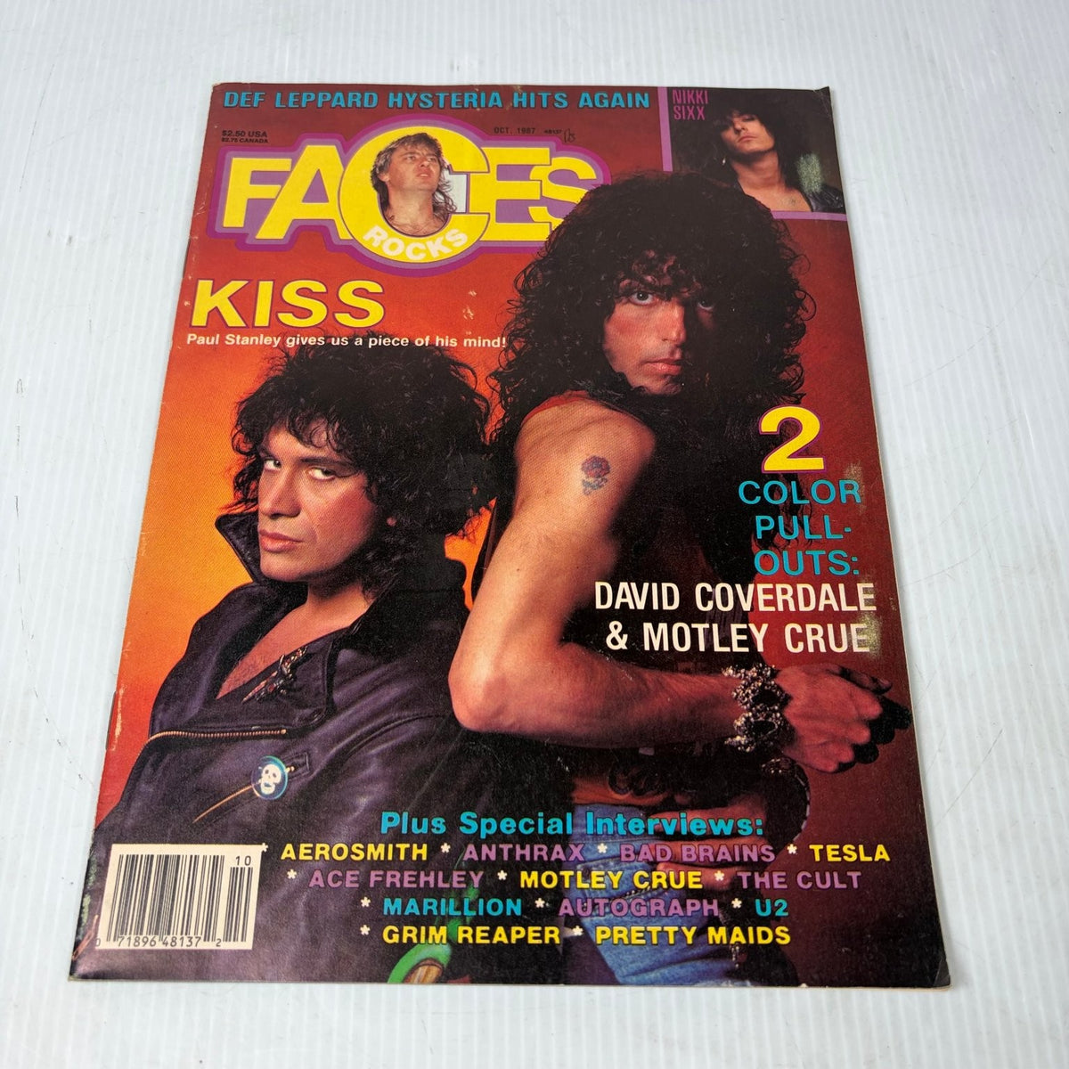 FACES Rocks October 1987 KISS Paul Stanley Magazine Def Leppard Motley Crue