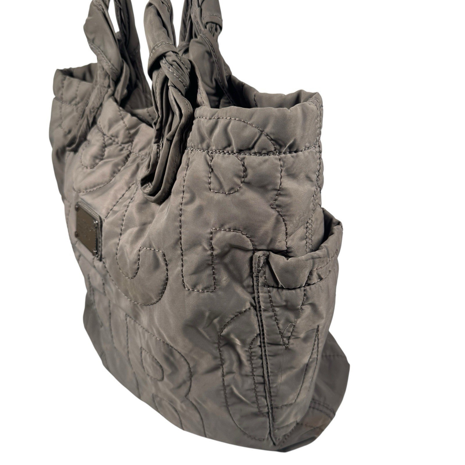 Marc Jacobs Taupe Logo Quilted Nylon Medium Tote Bag Standard Supply Workwear