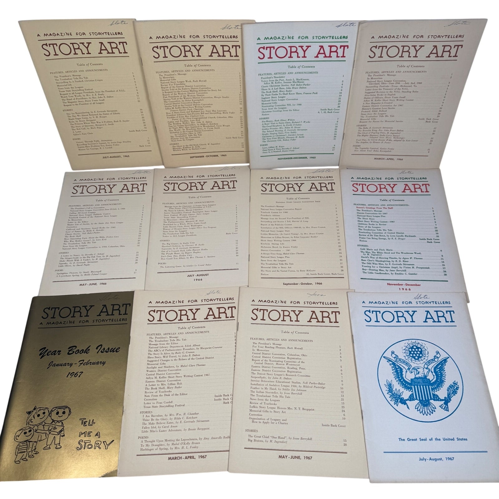 Story Art Magazines Mixed Lot (1963-1969) National Story League w/ Index