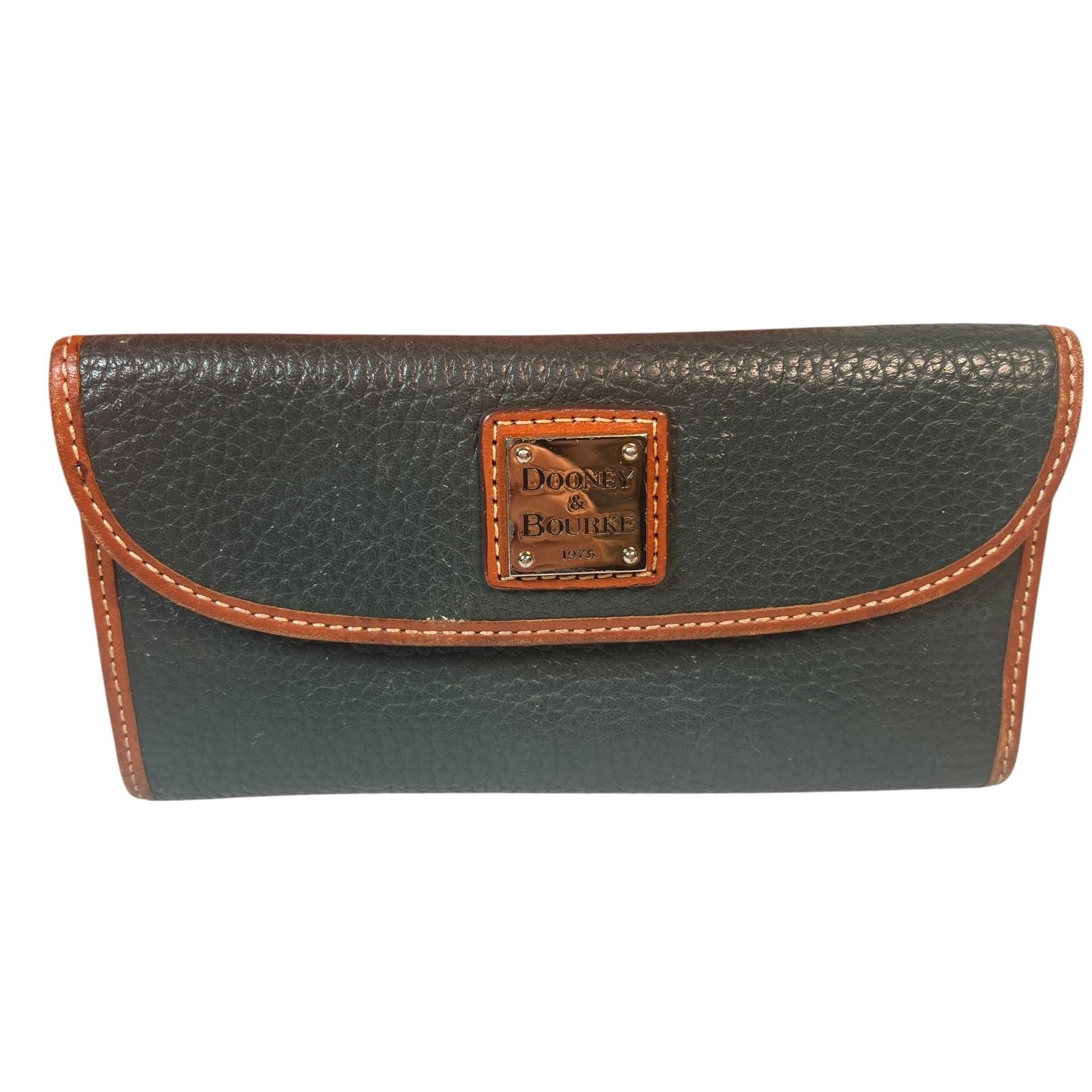 Vintage Dooney & Bourke Tote Bag Purse Saffiano Tassel Orange with Green Wallet