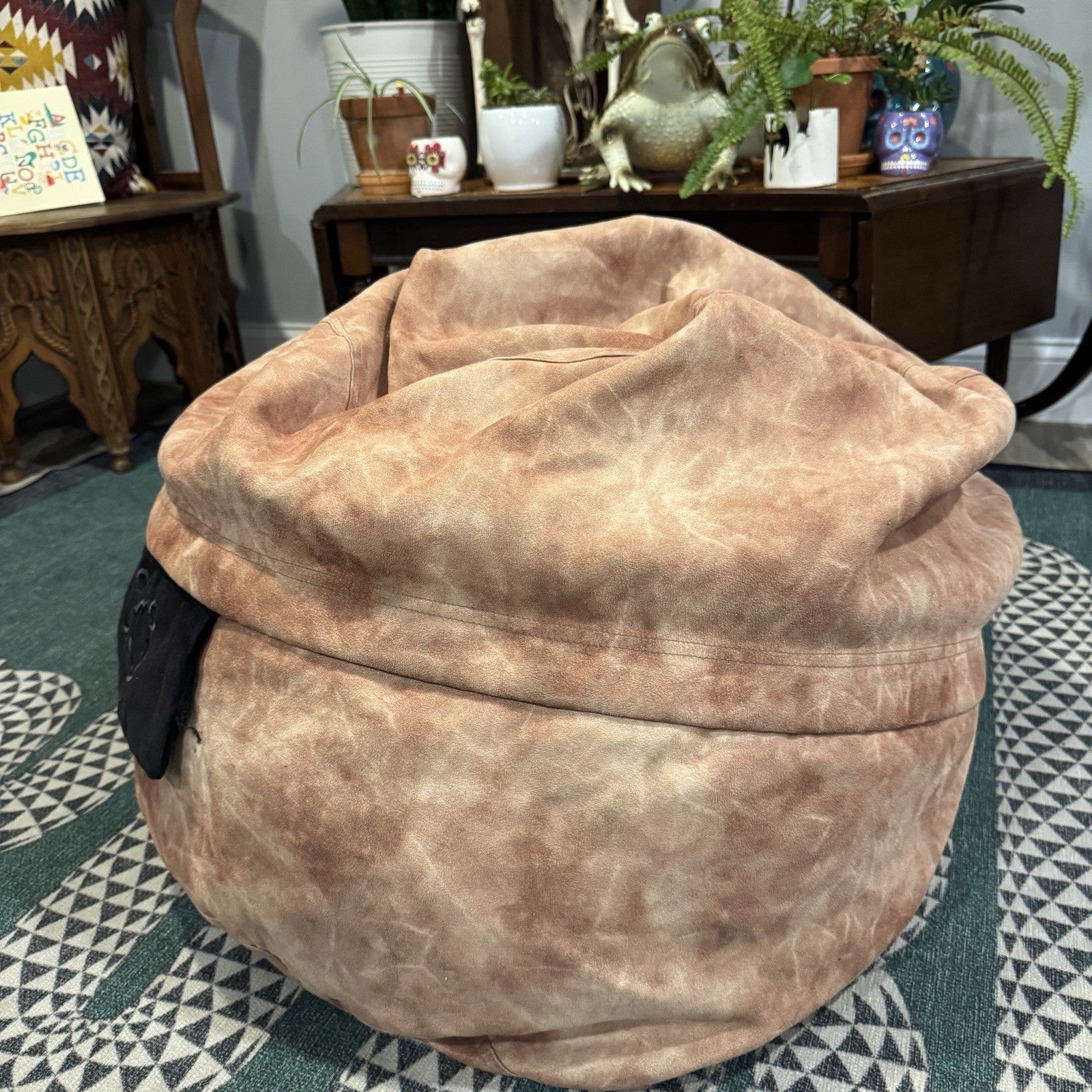 Lovesac Minisac Beige Microsuede Beanbag Mini Model Discontinued ~29” Diameter