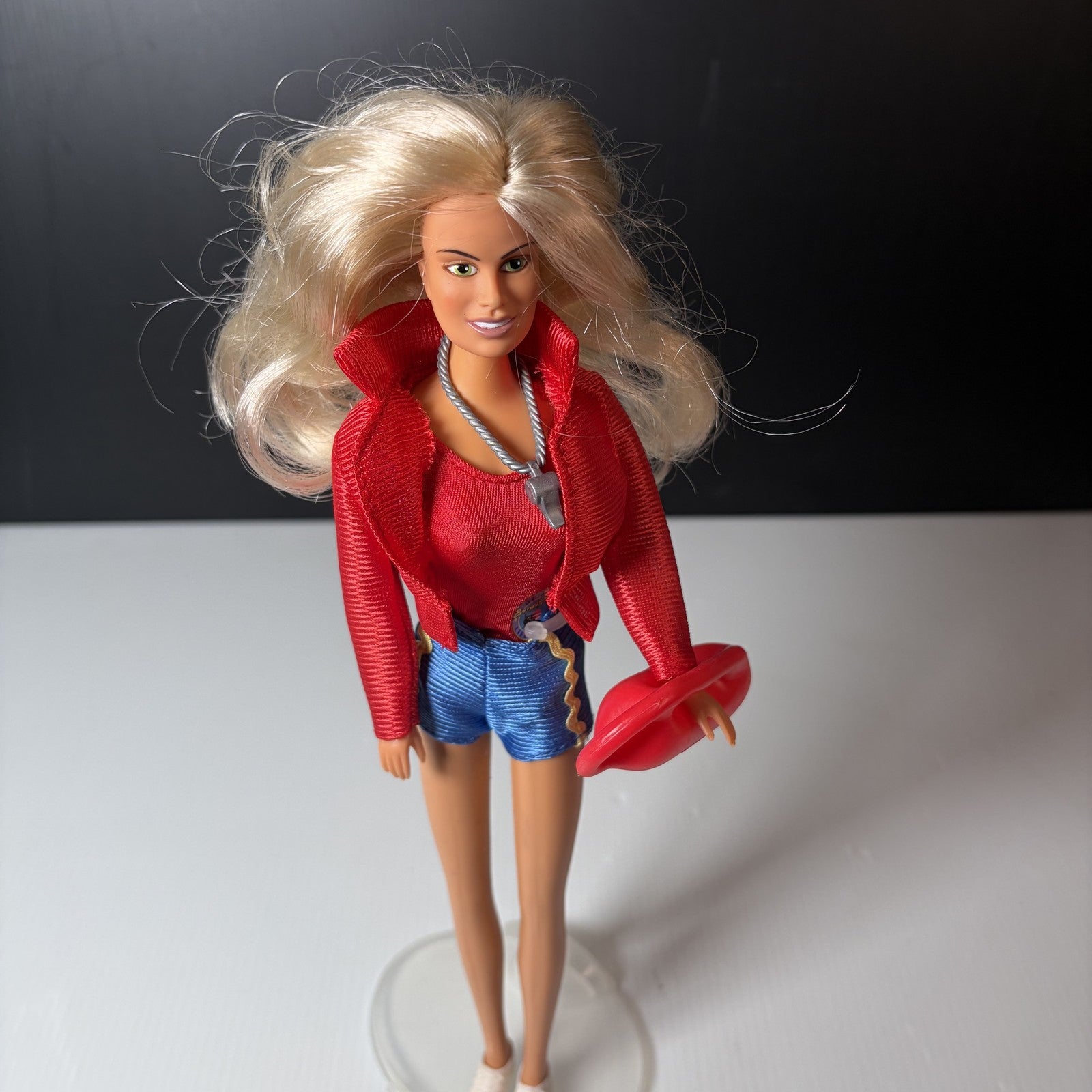 Vintage Baywatch Doll CJ Parker Pamela Anderson Red Jacket Blue Shorts Lifeguard