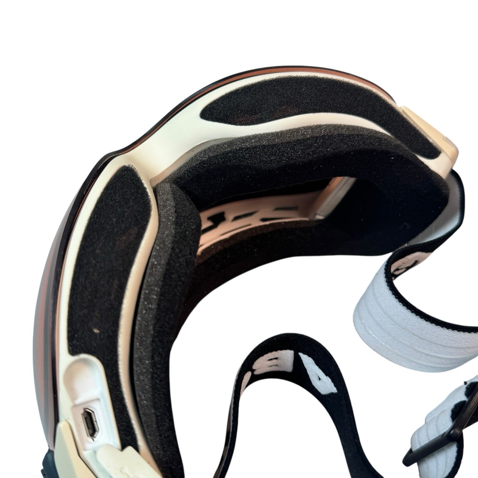 Abom Heated Anti-Fog Ski Snowboard Goggles White Frame Orange Lens