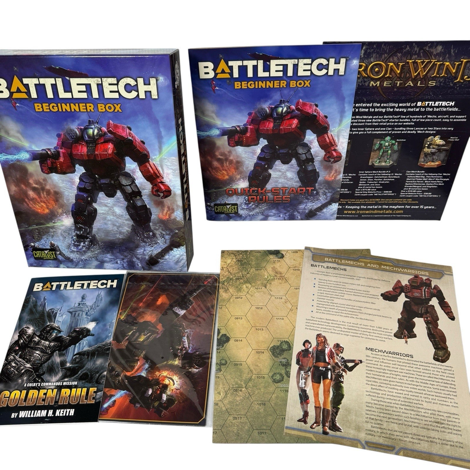 Battletech Beginner Box Armored Combat Board Game by Catalyst (Incomplete)