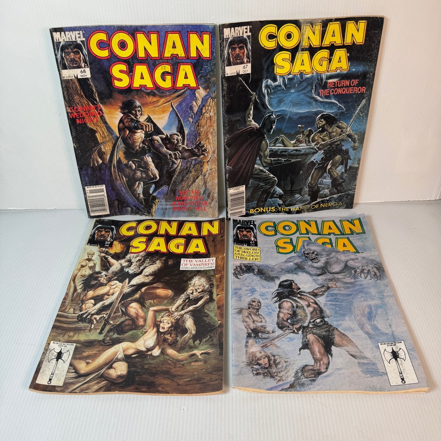 Conan Saga #59 61 67 68 Marvel Comic Book 1987 Vintage