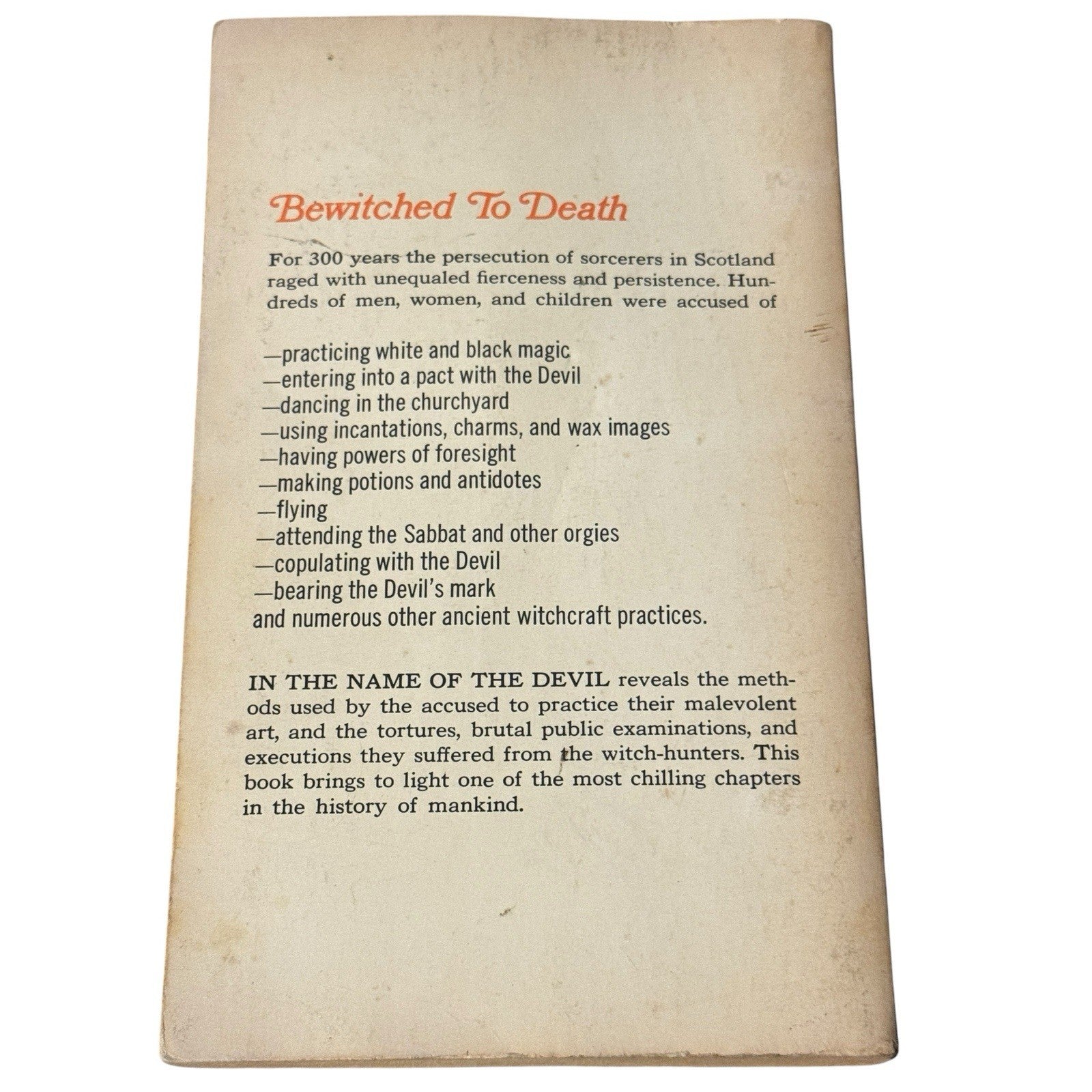 Vintage In The Name of the Devil Ronald Seth Witchcraft SC Book 1st Printing