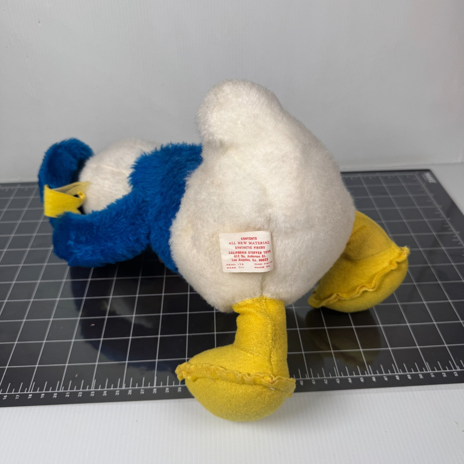 Vintage Walt Disney Land Donald Duck Rubber Face Plush California Stuffed 14"