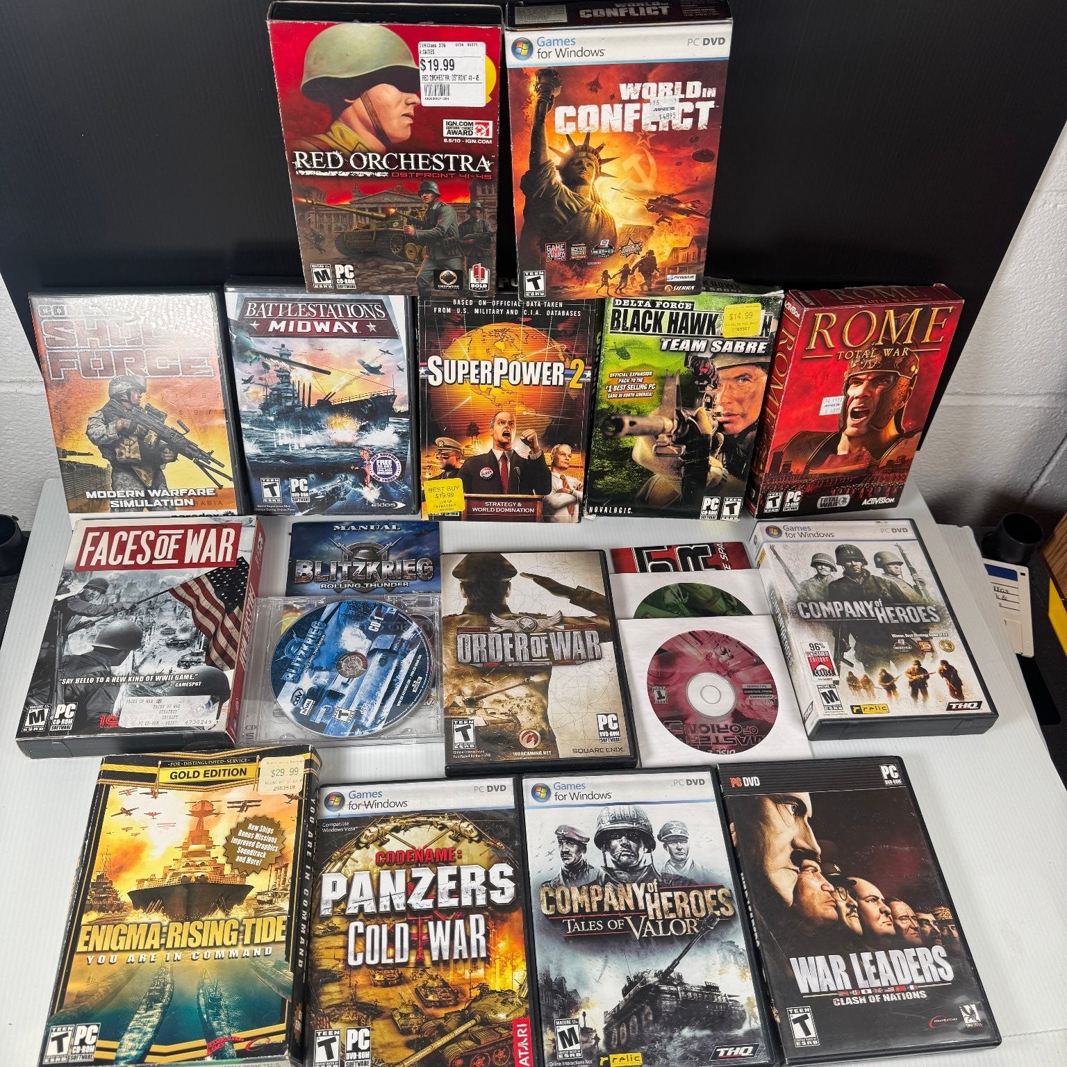 PC War Game Lot of 16 FPS & RTS Rome Total War, War Leaders, Bitzkrieg & More