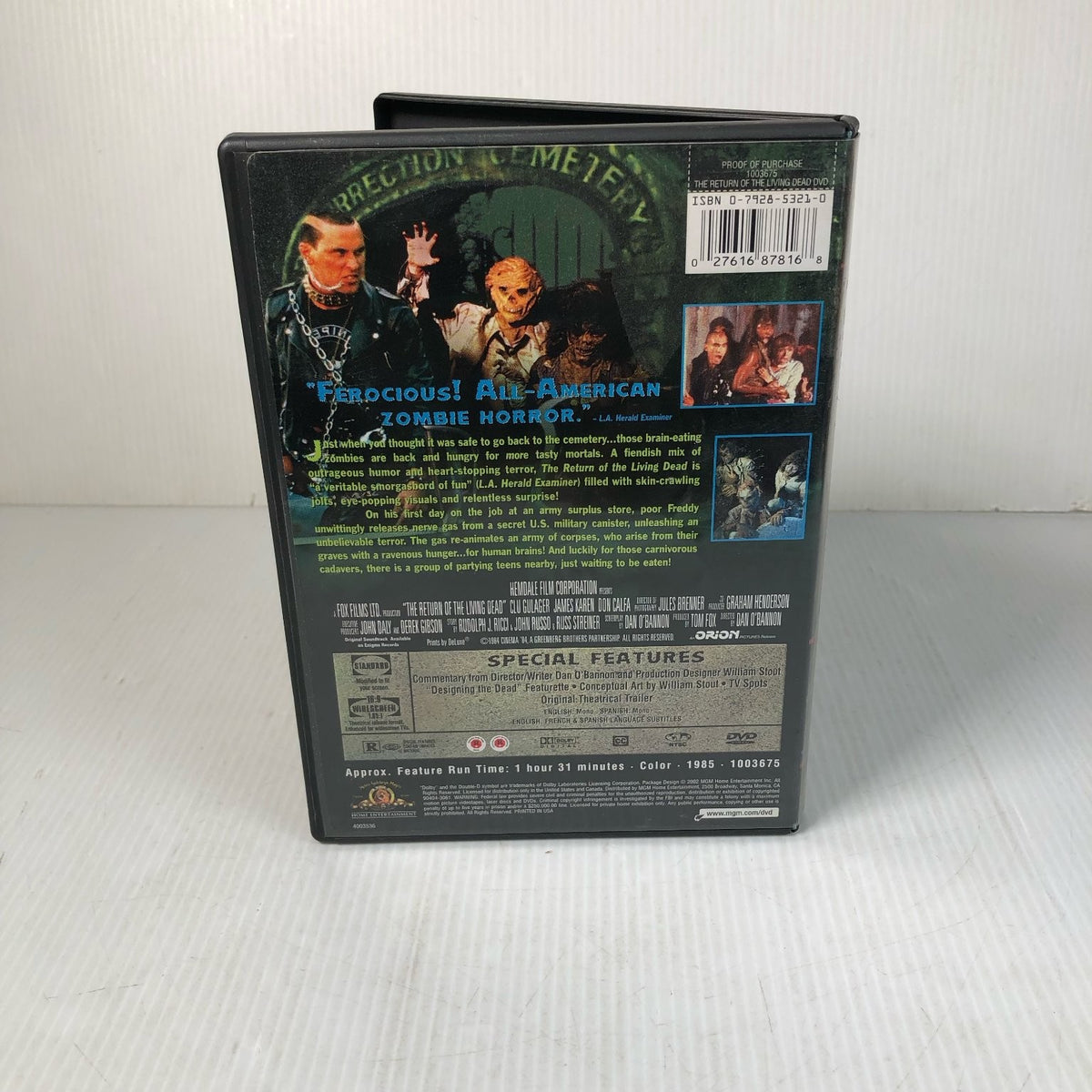 The Return of the Living Dead DVD 1985 Dan O'Bannon Horror Comedy Zombies