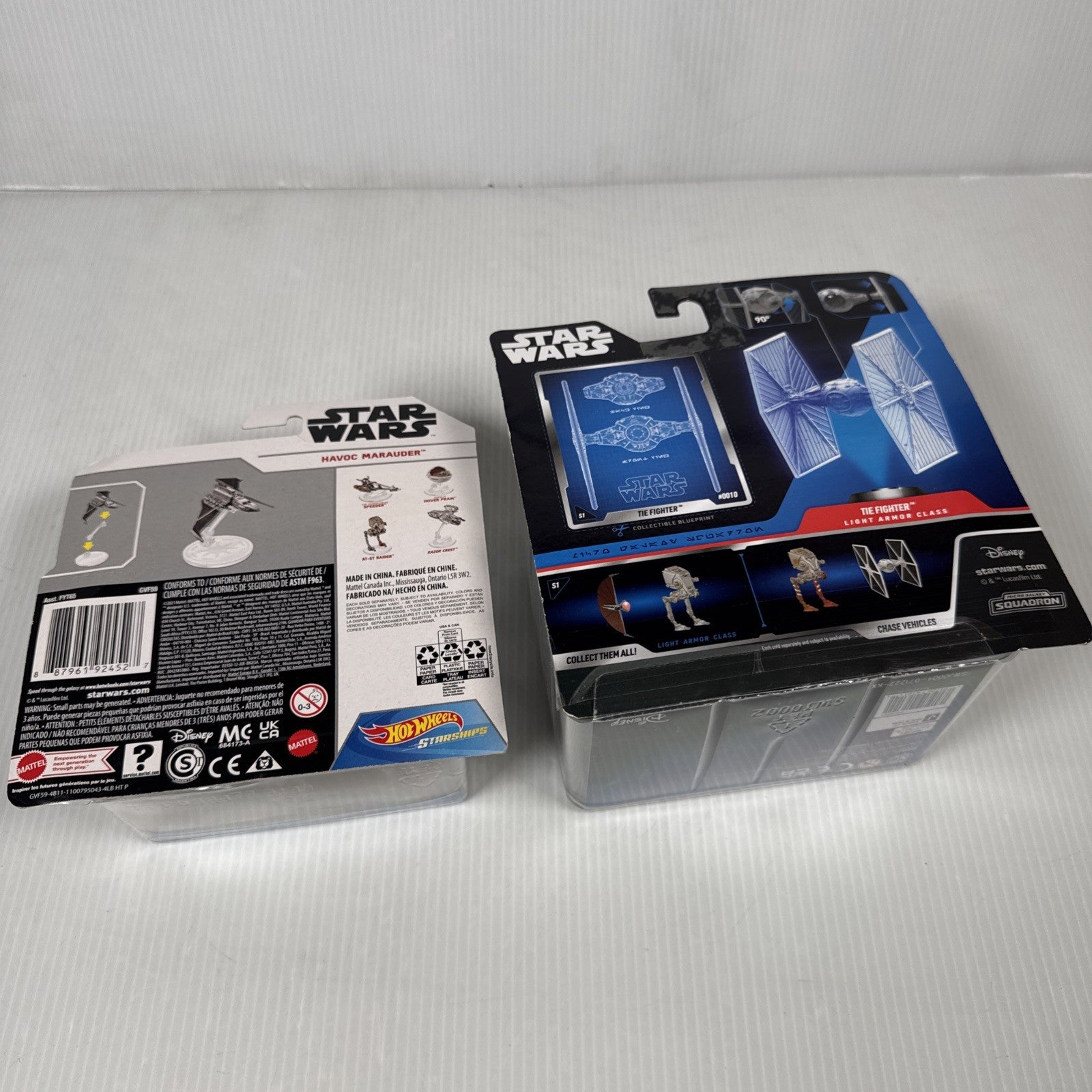 2 Star Wars Mini Vehicles Micro Galaxy Tie Fighter & Hot Wheels Havoc Marauder