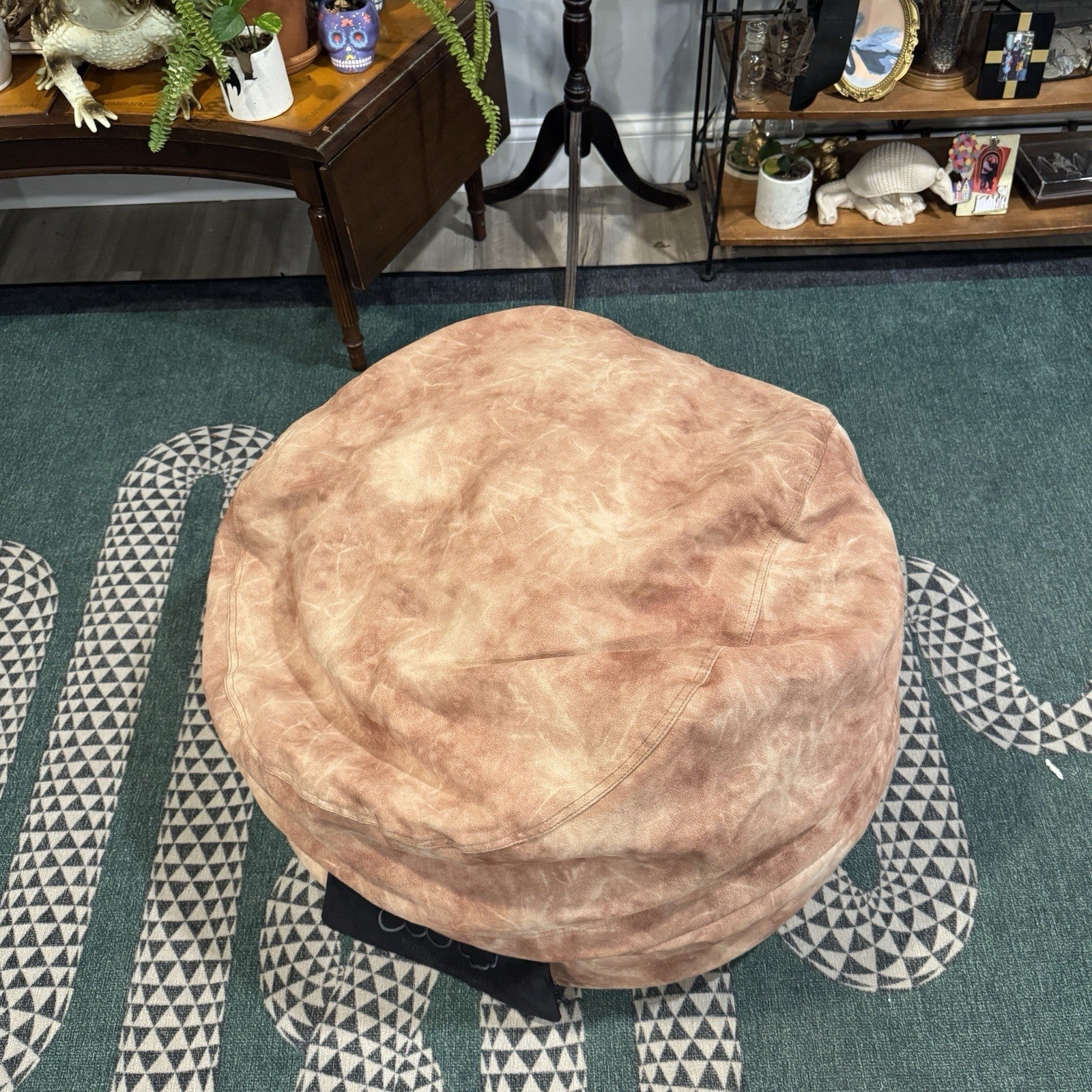 Lovesac Minisac Beige Microsuede Beanbag Mini Model Discontinued ~29” Diameter