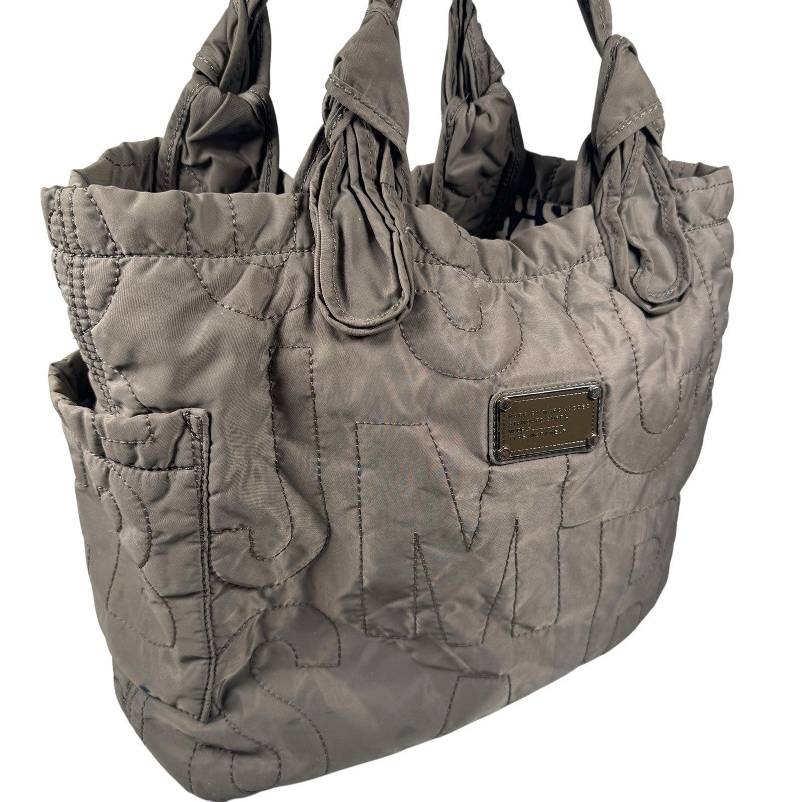 Marc Jacobs Taupe Logo Quilted Nylon Medium Tote Bag Standard Supply Workwear
