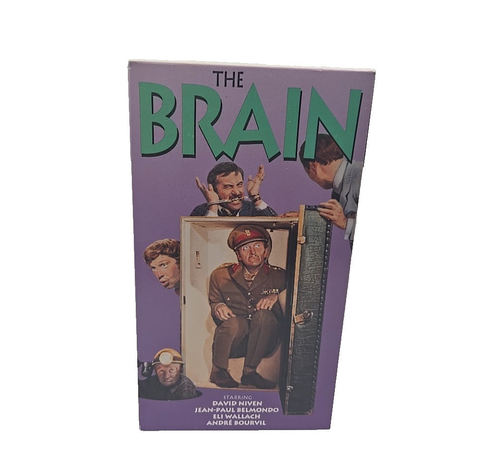THE BRAIN (1969) VHS (1992) David Niven French Train Heist Comedy