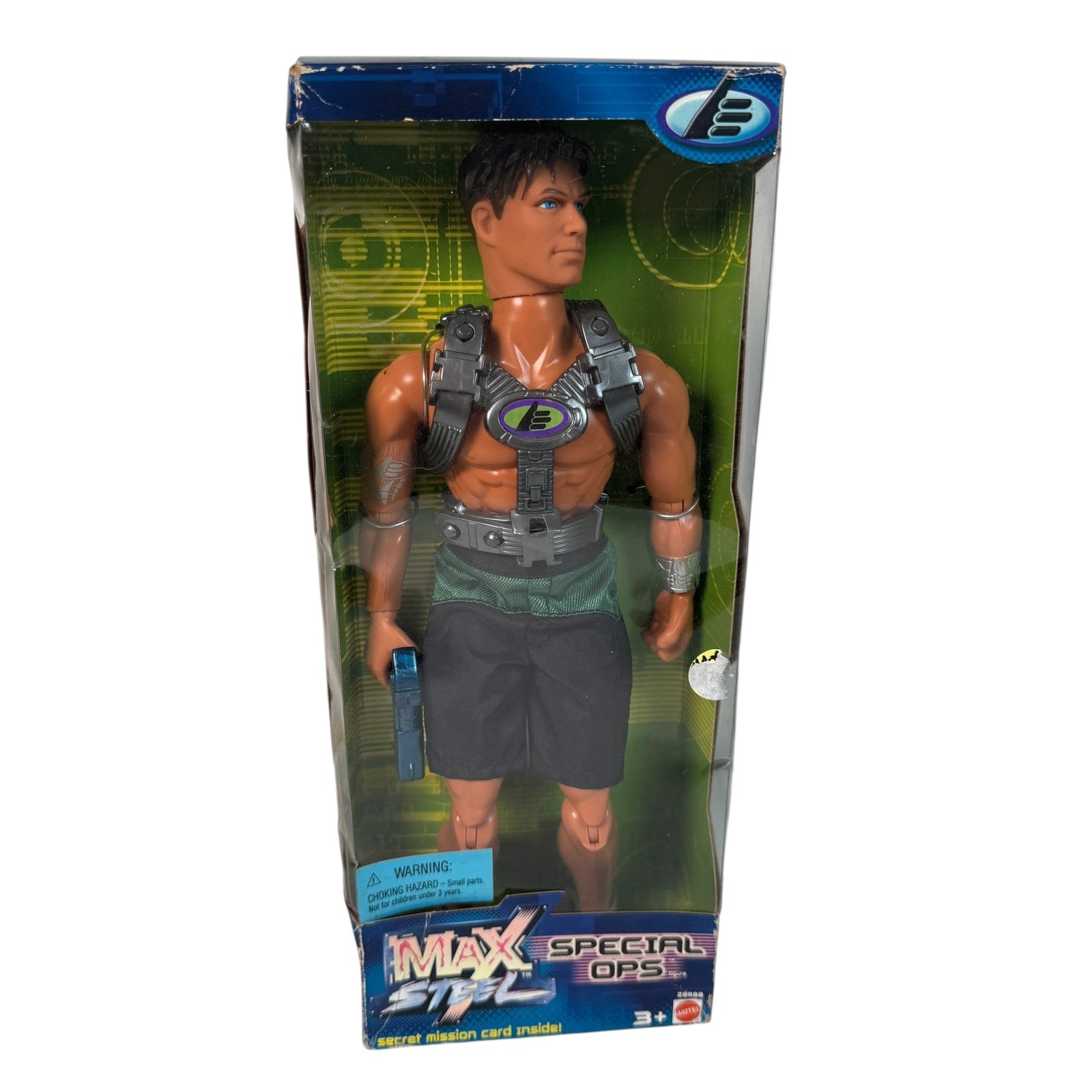 Max Steel Special Ops Action Figure 12" Mattel Vintage 2000 Secret Mission Card