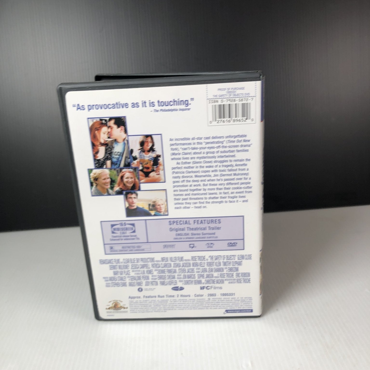 The Safety of Objects DVD 2001 Glenn Close Patricia Clarkson Drama