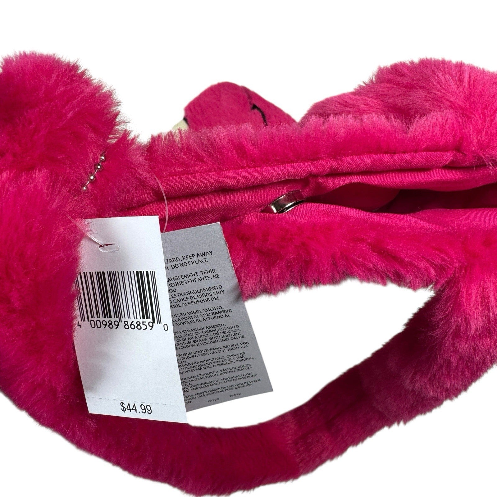 Disney Parks Toy Story Lotso Fluffy Plush Tote Bag 2025 with Strawberry Charm