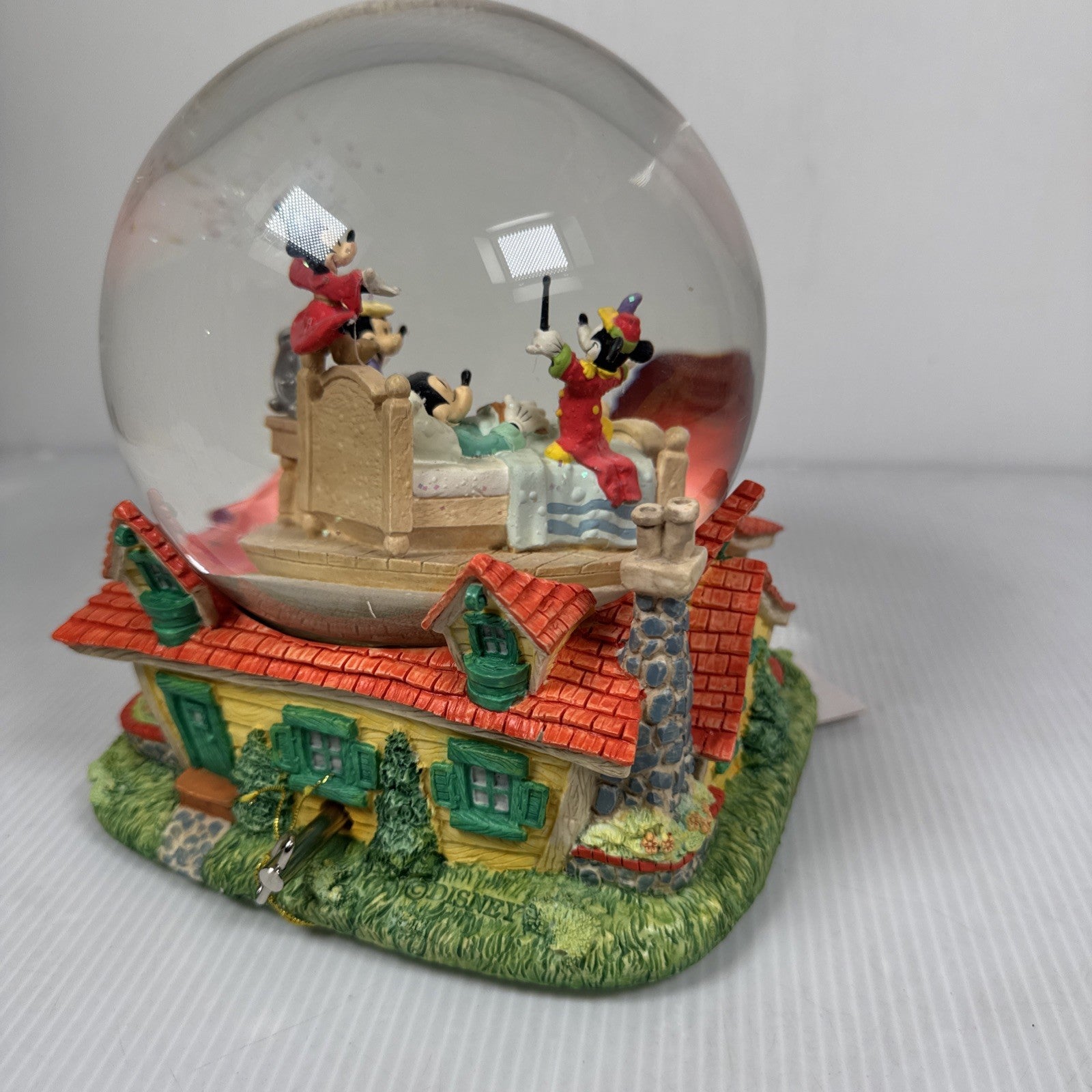 Disney Mickey Mouse in Bed Musical Snow Globe When You Wish Upon A Star W/ Tag