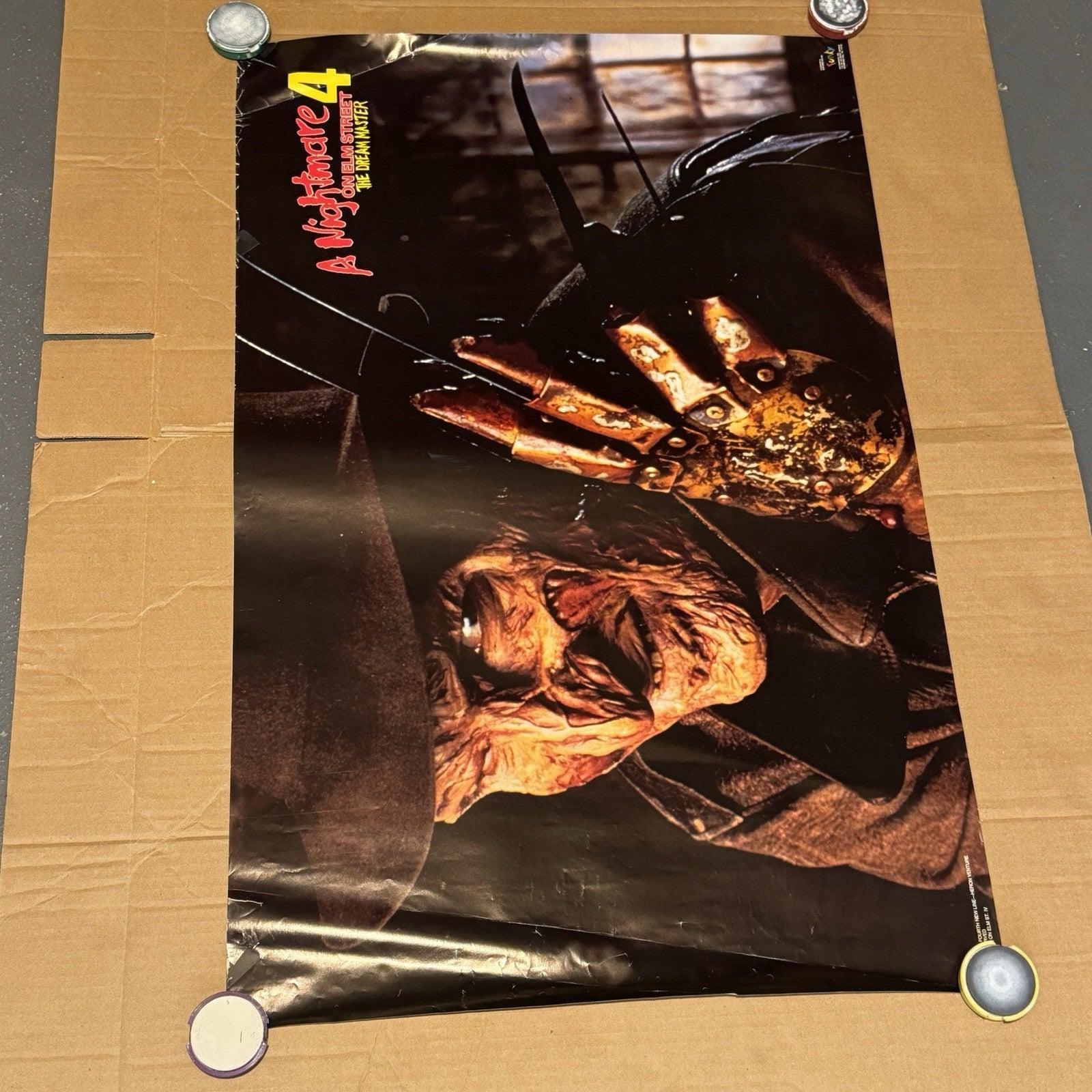 Vintage 1980s Nightmare On Elm Street 4 Dream Master Poster 34X22 Freddy Krueger