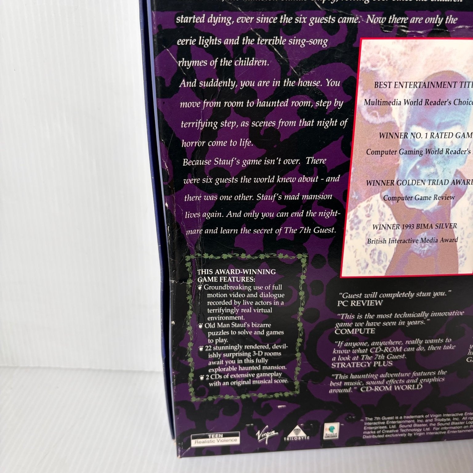 The 7th Guest PC CD-ROM Video Game Big Box Complete FMV Puzzle Mystery