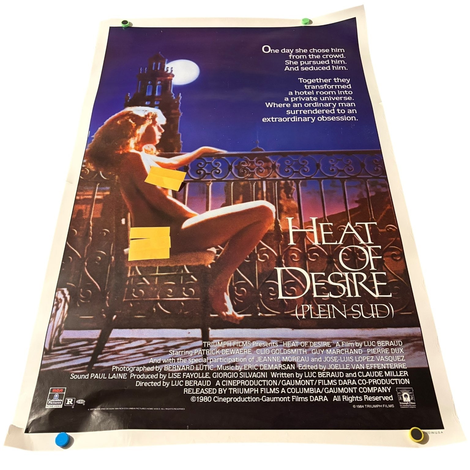 Vintage Heat of Desire Plein Sud 1984 One-Sheet Movie Poster 27"x40" French Film