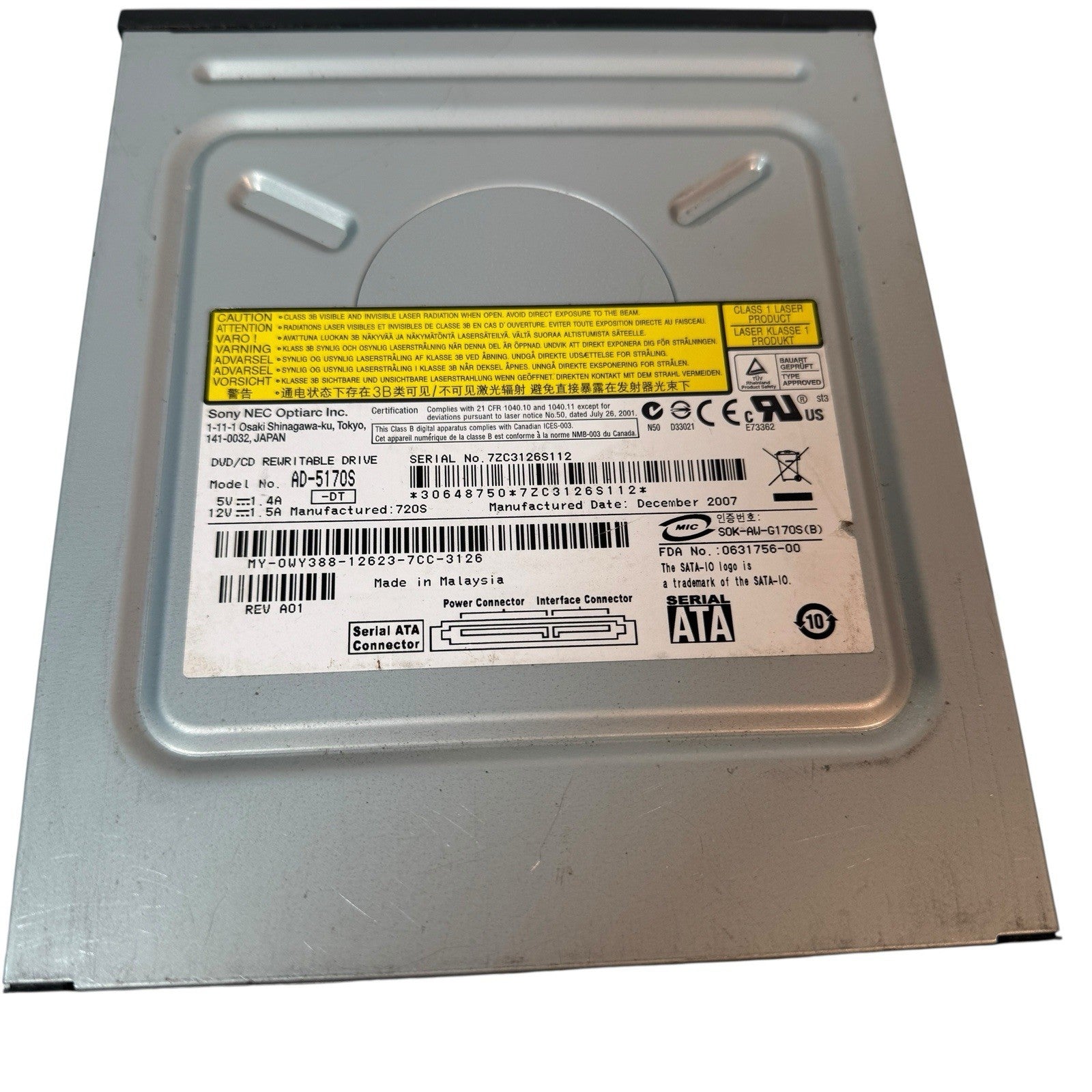 Lot of 3 DVD±RW Rewritable Drives MagicSpin, Sony NEC Optiarc, TEAC Untested