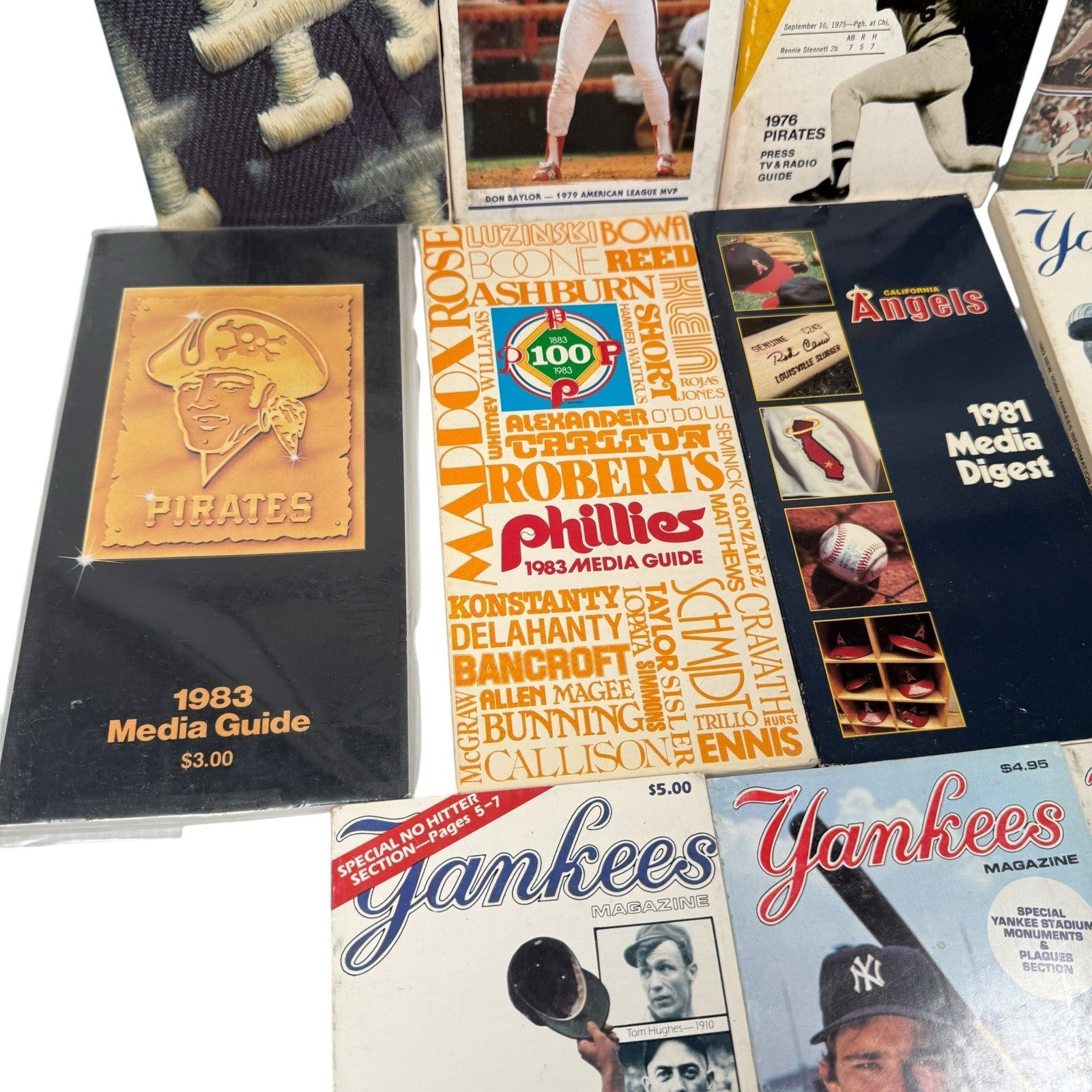 Lot Of 11 Baseball Media Guides 1970s-1980s Yankees, Pirates, Dodgers & More