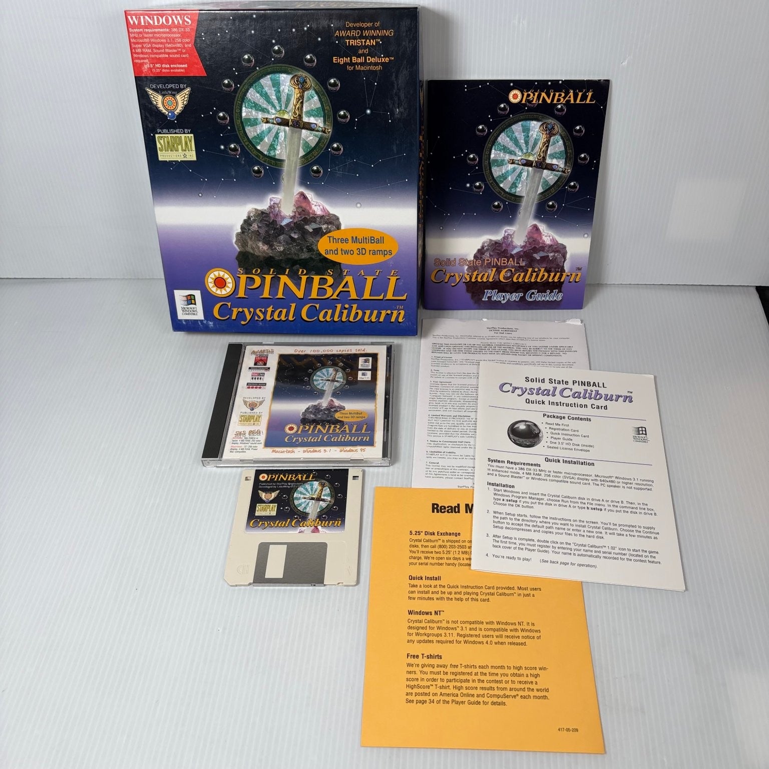 Solid State Pinball Crystal Caliburn Big Box PC CD-ROM Windows Macintosh Game