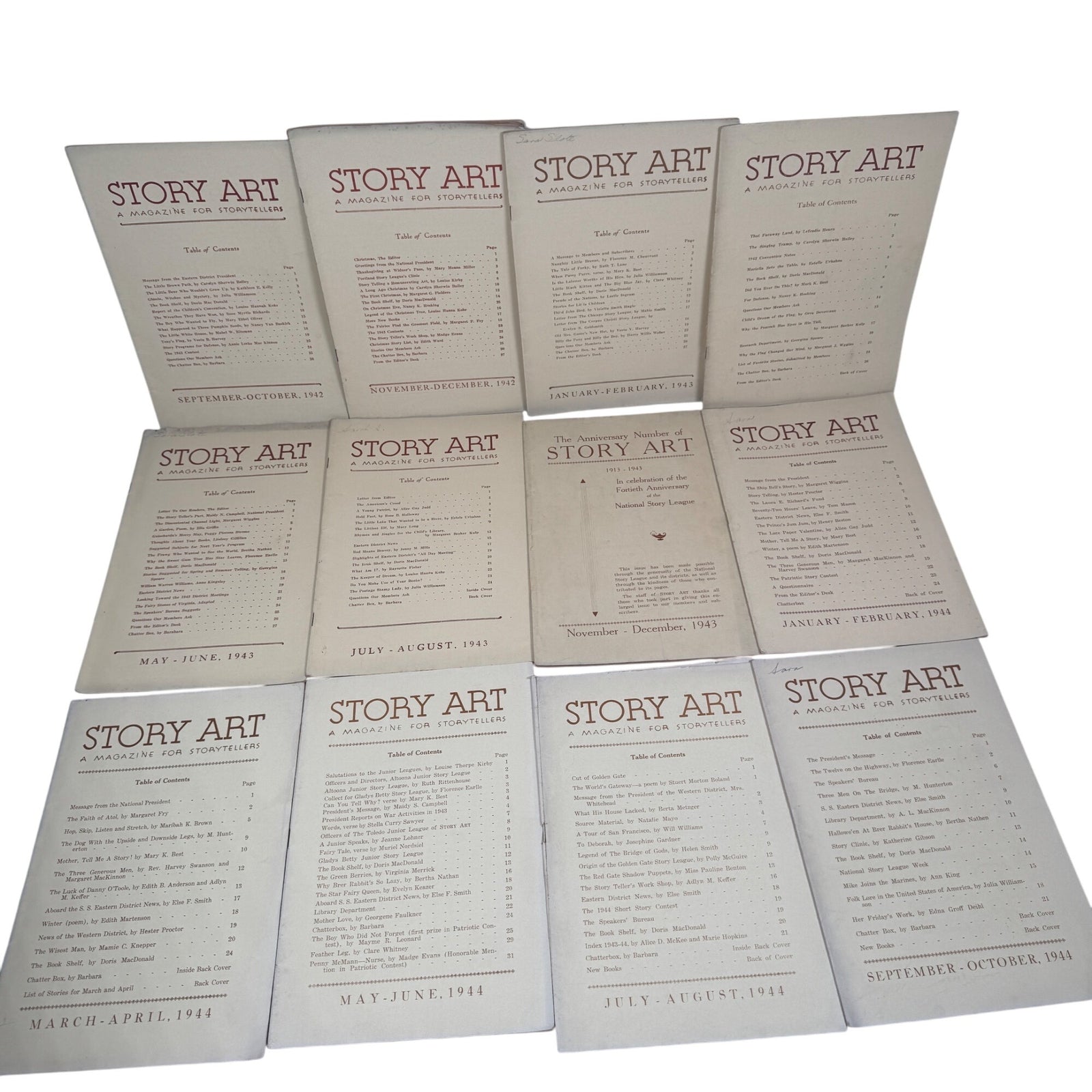 Story Art Magazines Mixed Lot (1940-1948) National Story League w/ Index