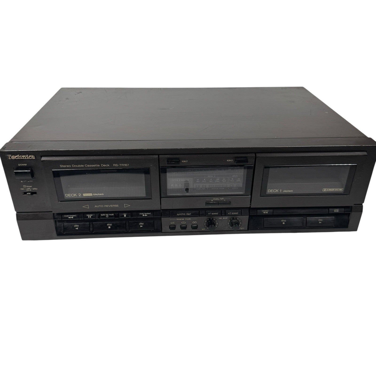 Technics RS-TR167 Dual Cassette Deck Auto-Reverse Playback Record Tested Working