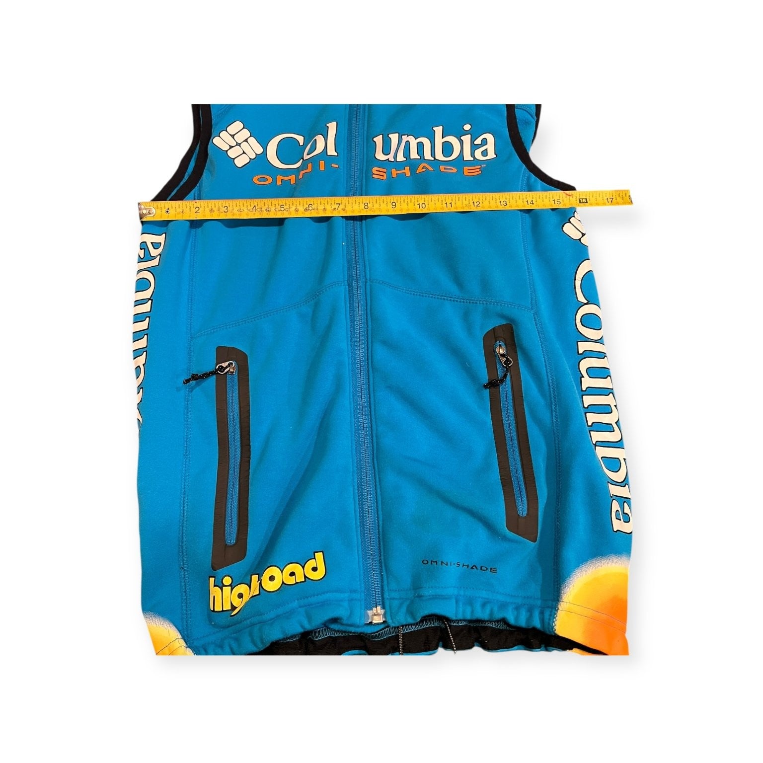 Columbia Biking Vest Men's Blue Size XS Omni-Shade High Road Zip Pockets