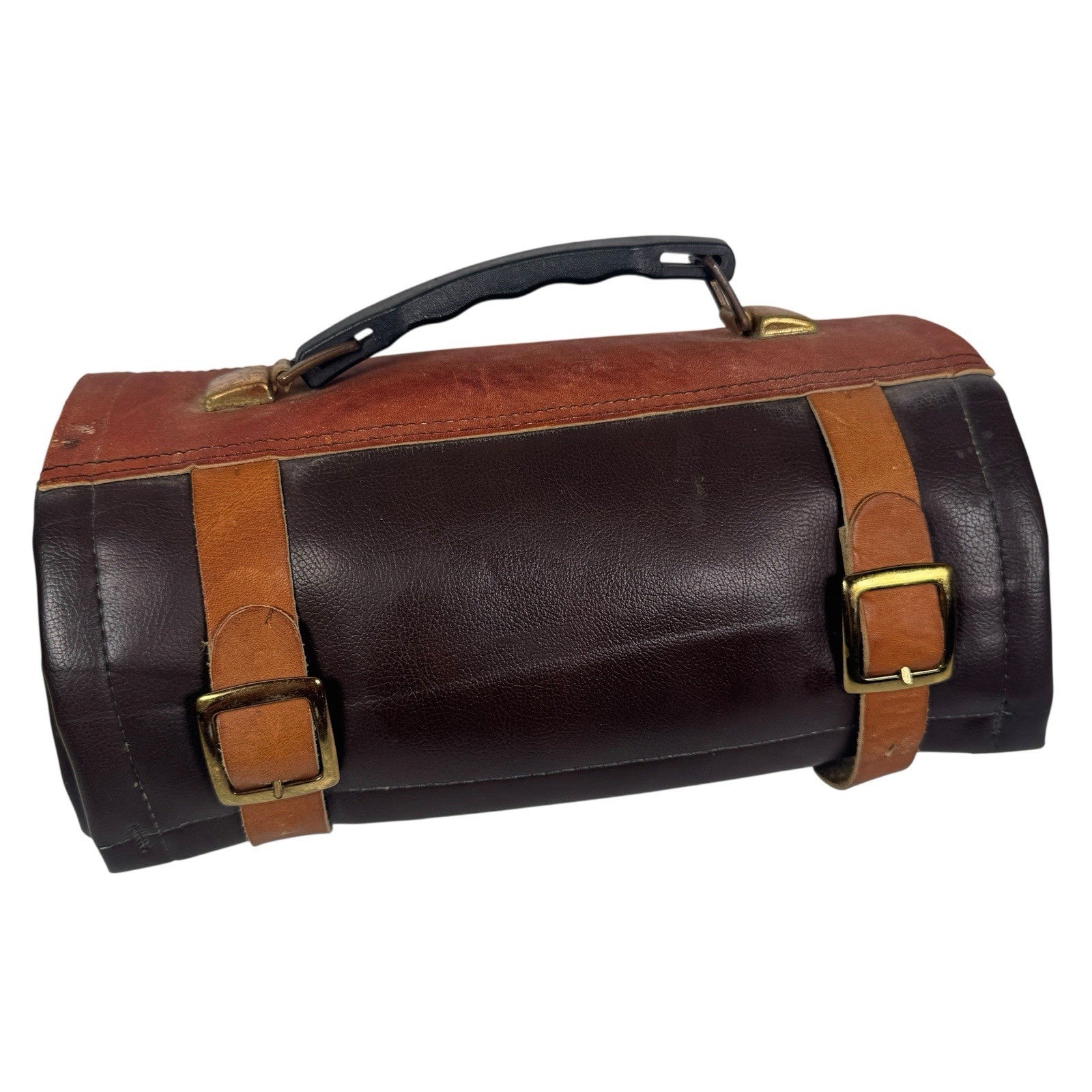 Vintage Leather Art Roll / Tool Roll With Handle
