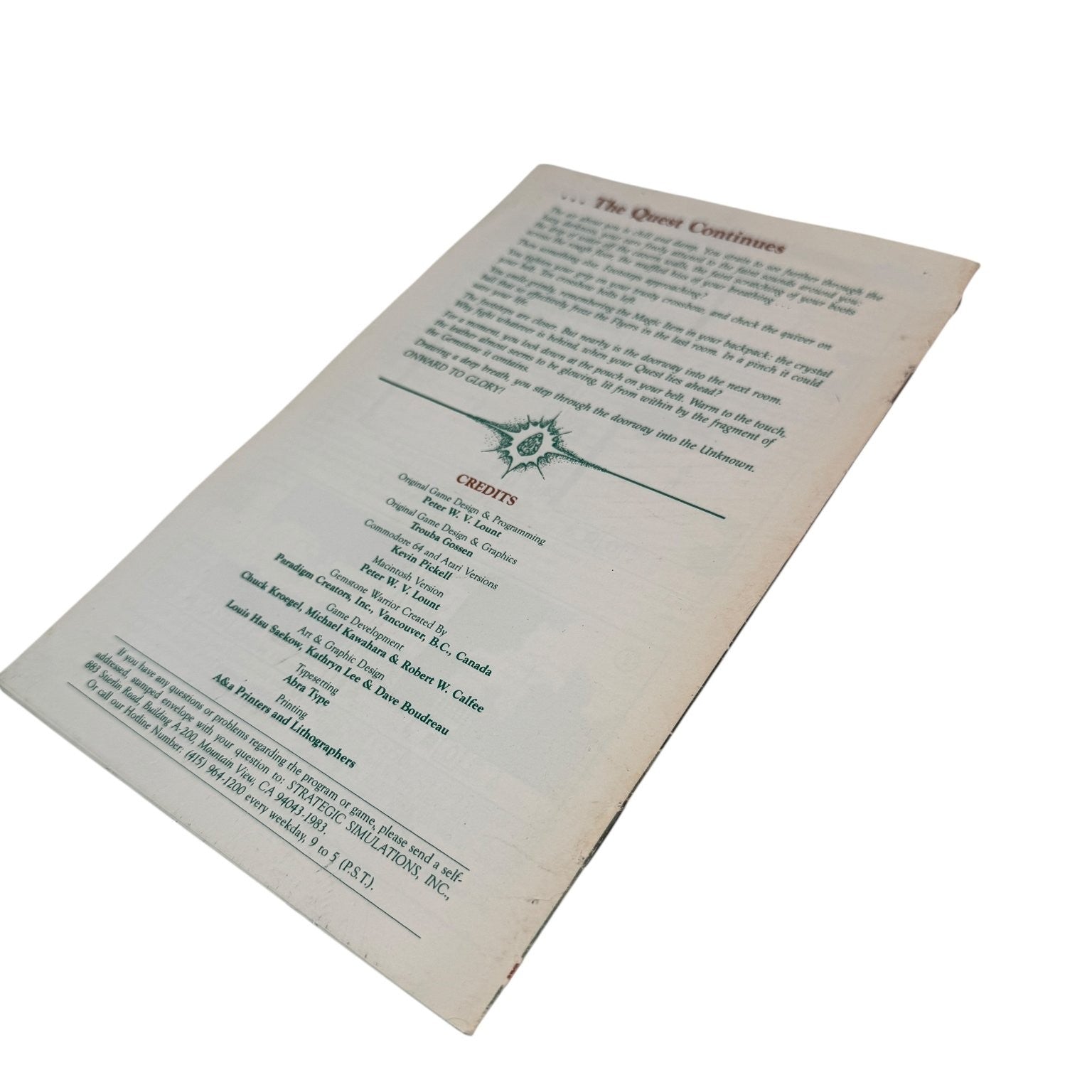 Gemstone Warrior Apple II Retro Action RPG Game Disk & Manual 5.25" Floppy