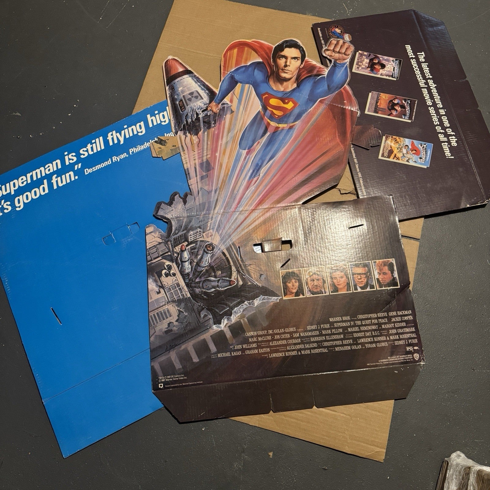 Vintage 1987 Superman 4 IV Video Store Cardboard Cutout AS IS Incomplete