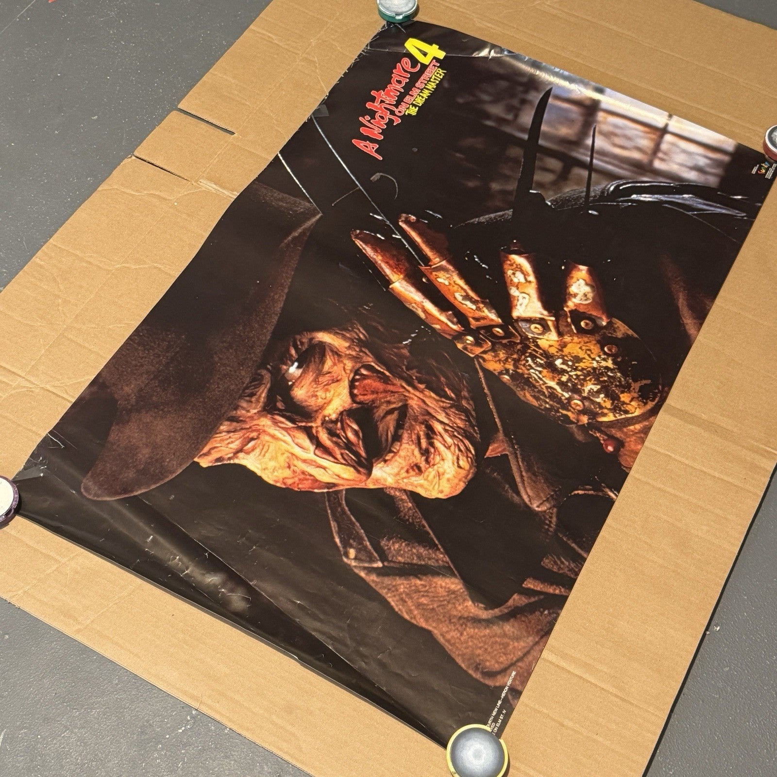 Vintage 1980s Nightmare On Elm Street 4 Dream Master Poster 34X22 Freddy Krueger