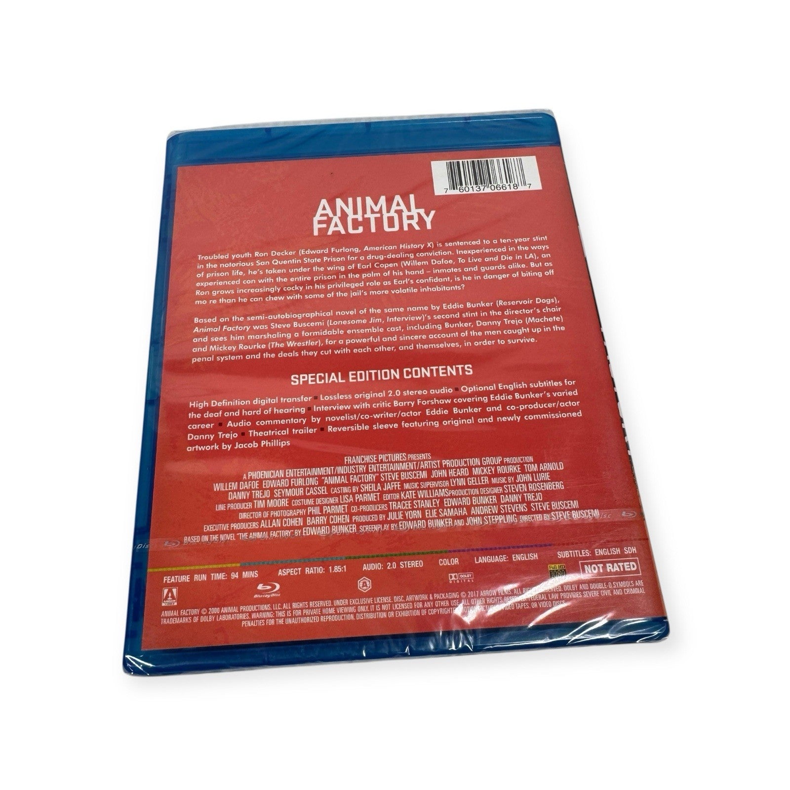 Animal Factory Special Edition Blu-ray Arrow Video Steve Buscemi Willem Dafoe
