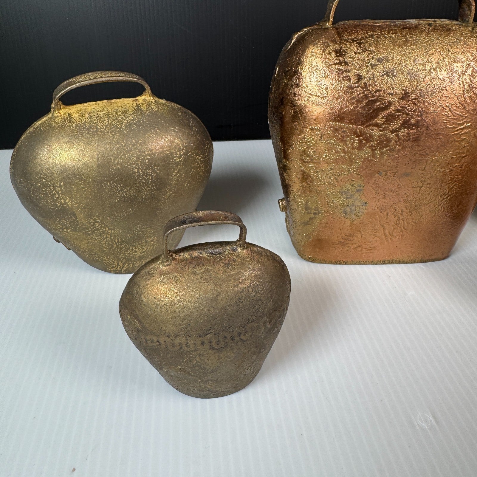 Vintage Lot of 5 Swiss & West Germany Brass Cowbells (No Clappers)