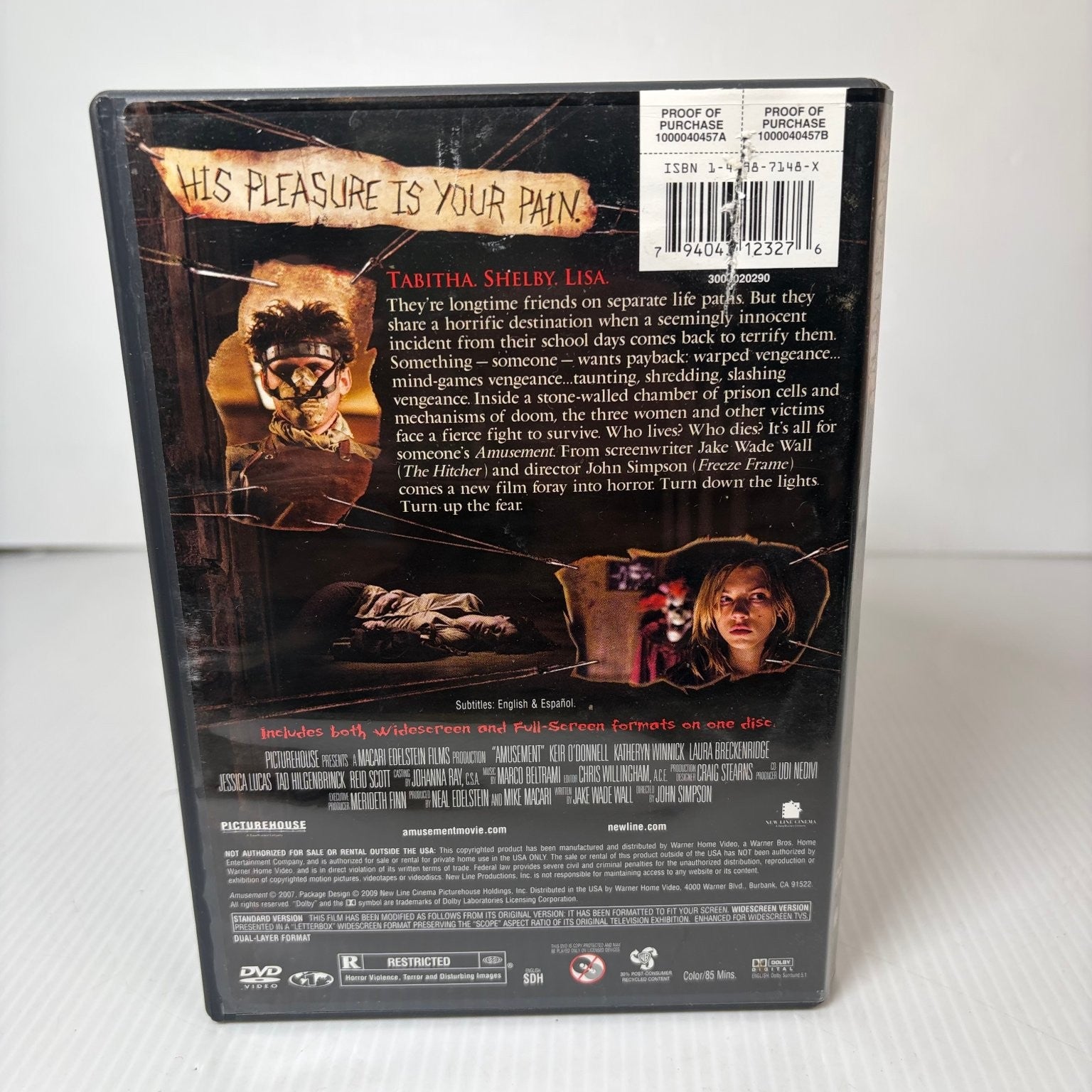 Amusement DVD (2009) John Simpson Horror Thriller Widescreen Full-Screen