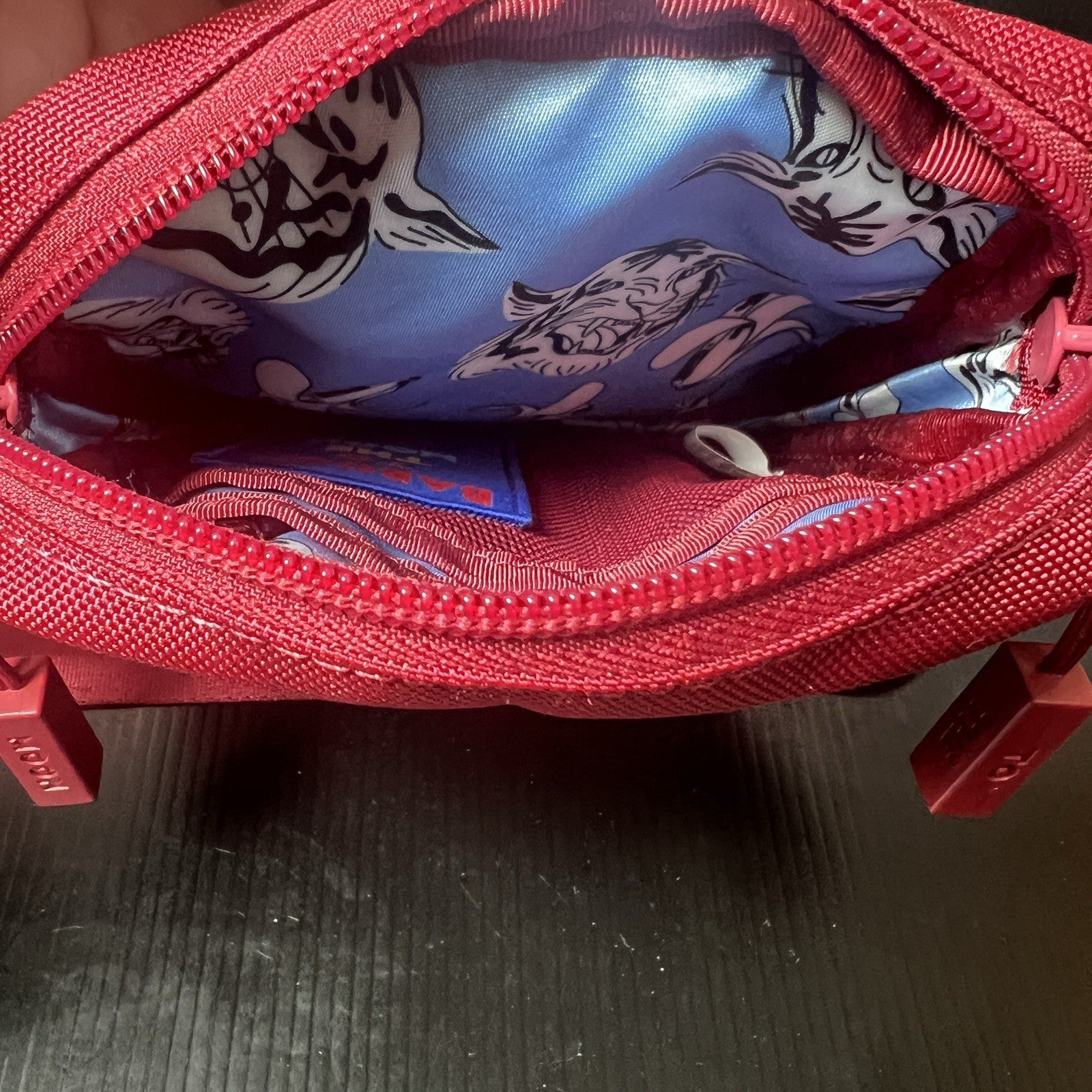 Baboon To The Moon Red Sling Crossbody Mini Purse with Rare Cordura Tiger Lining