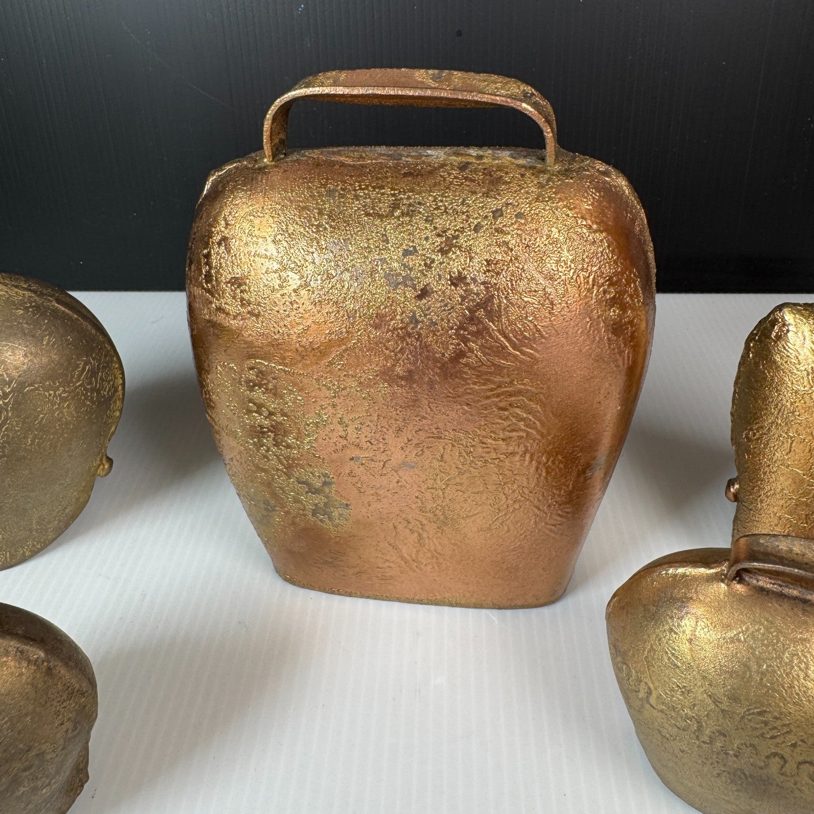 Vintage Lot of 5 Swiss & West Germany Brass Cowbells (No Clappers)