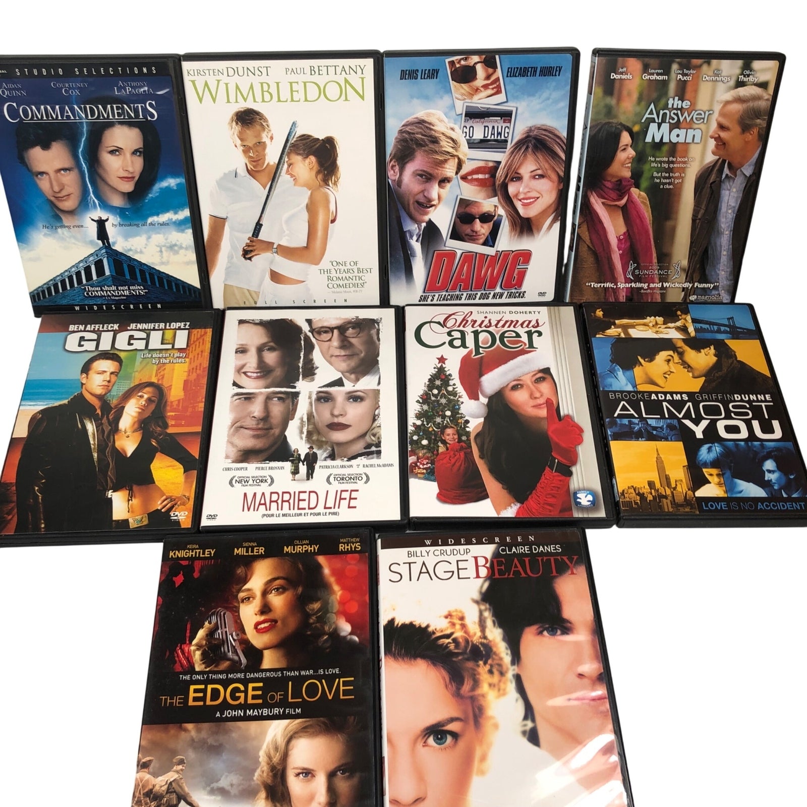Lot Of 10 Romantic Comedy DVD Movies Bundle w/ Wimbledon, Christmas Caper & More