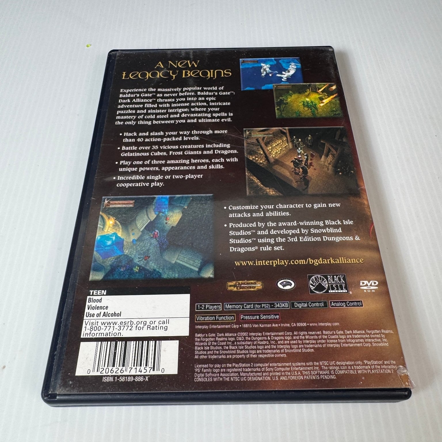 Baldur's Gate Dark Alliance Greatest Hits PlayStation 2 Game RPG Complete CIB