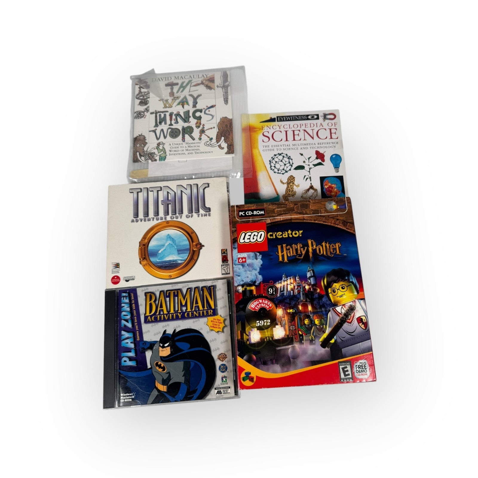 Lot of 6 PC Windows 95 Kids & Family Games Batman, Titanic, Lego Creator & More