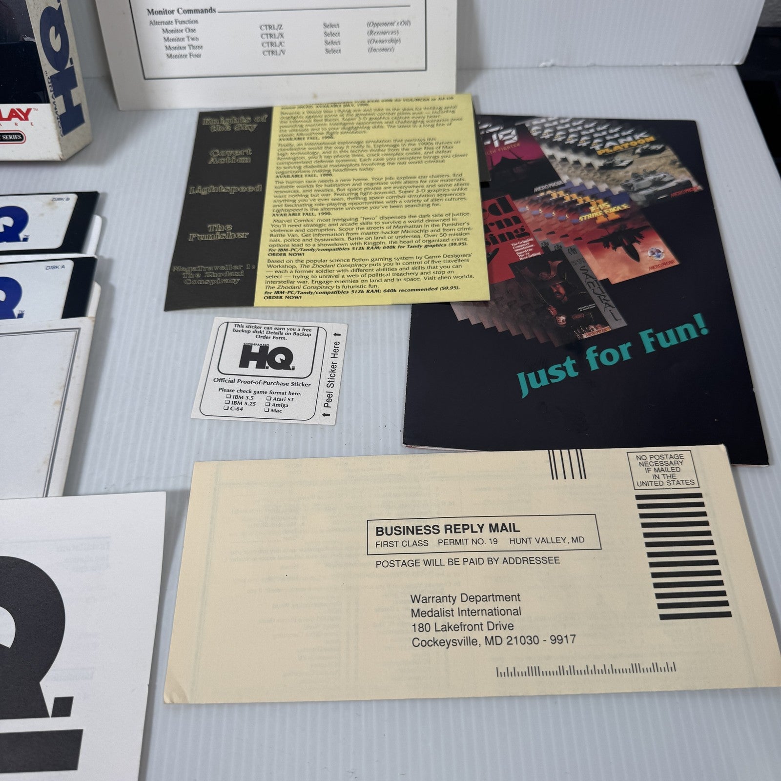 Vintage Command HQ PC Game 5.25" Disks Microplay 1990 Complete Big Box Strategy