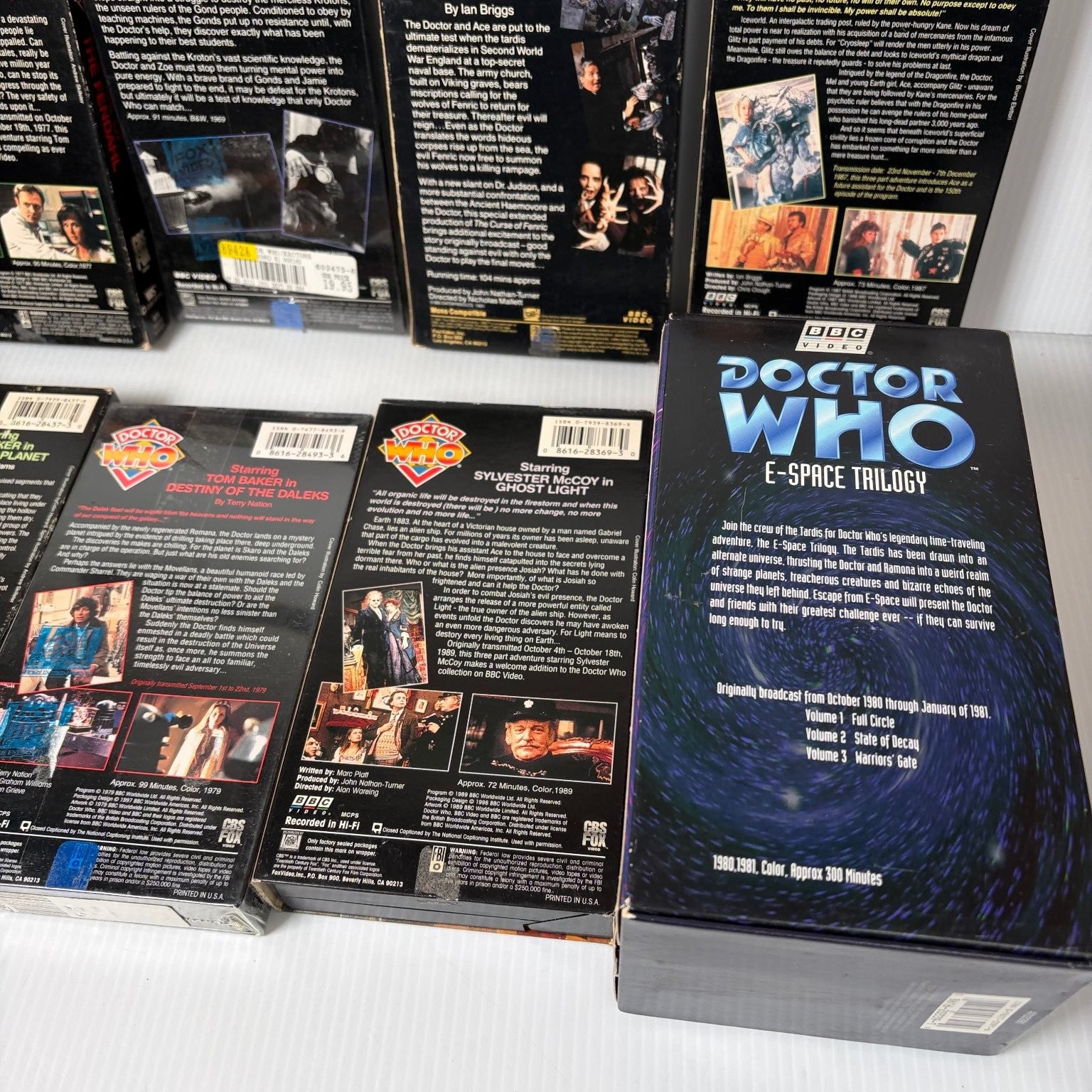 Doctor Who Vintage VHS Mixed Lot of 12 w/ Some Sealed E-Space Trilogy Sci-Fi