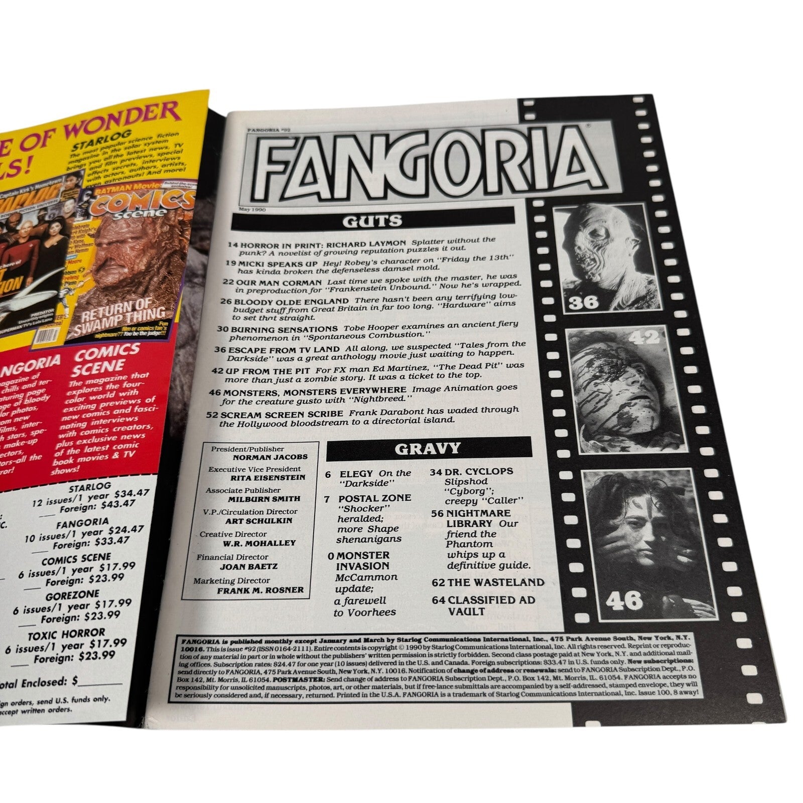 Fangoria #92 May 1990 O'Quinn Studio Horror Magazine Tales from the Darkside