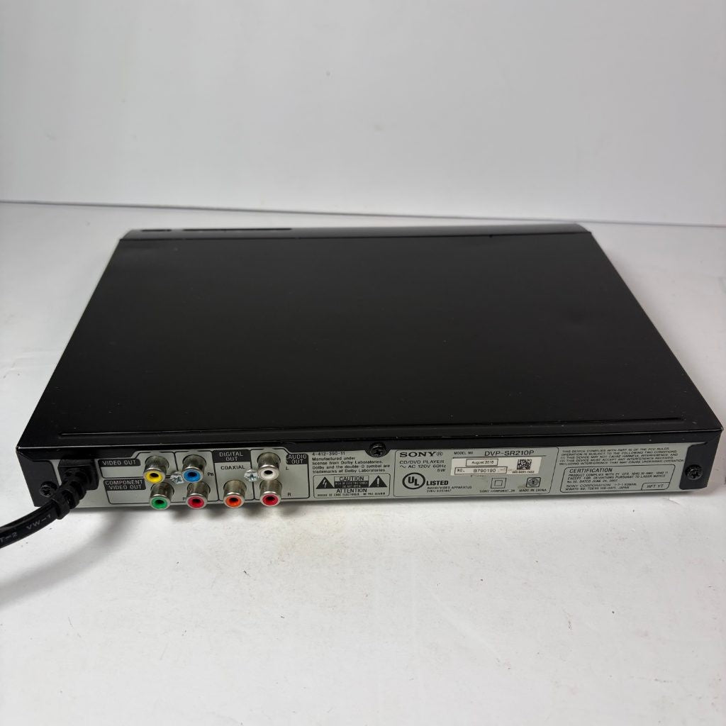 Sony DVP-SR210P CD/DVD Player Progressive Scan with Power Cord Dolby Digital